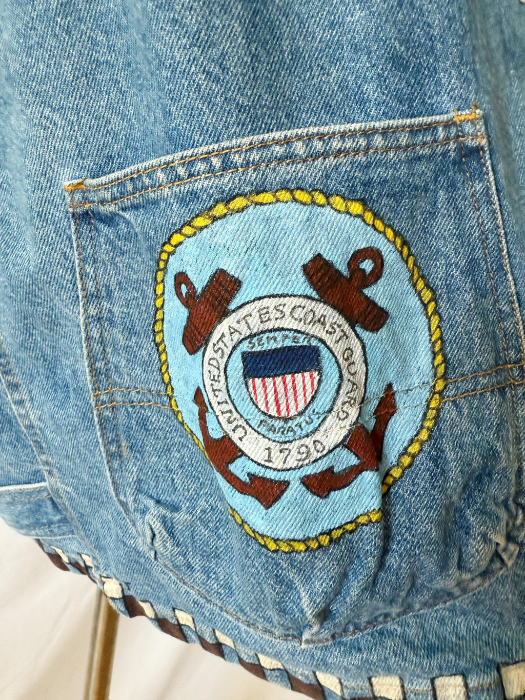 Handpainted Denim Chore Jacket Large