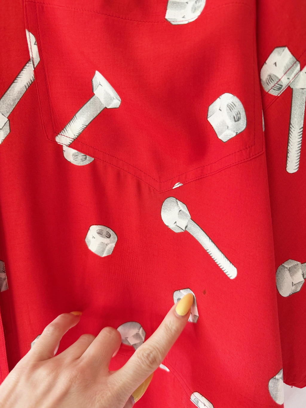 Italian Vintage 90’s Jumpsuit by Oceano Red One Piece Screws and Bolts - OSFM