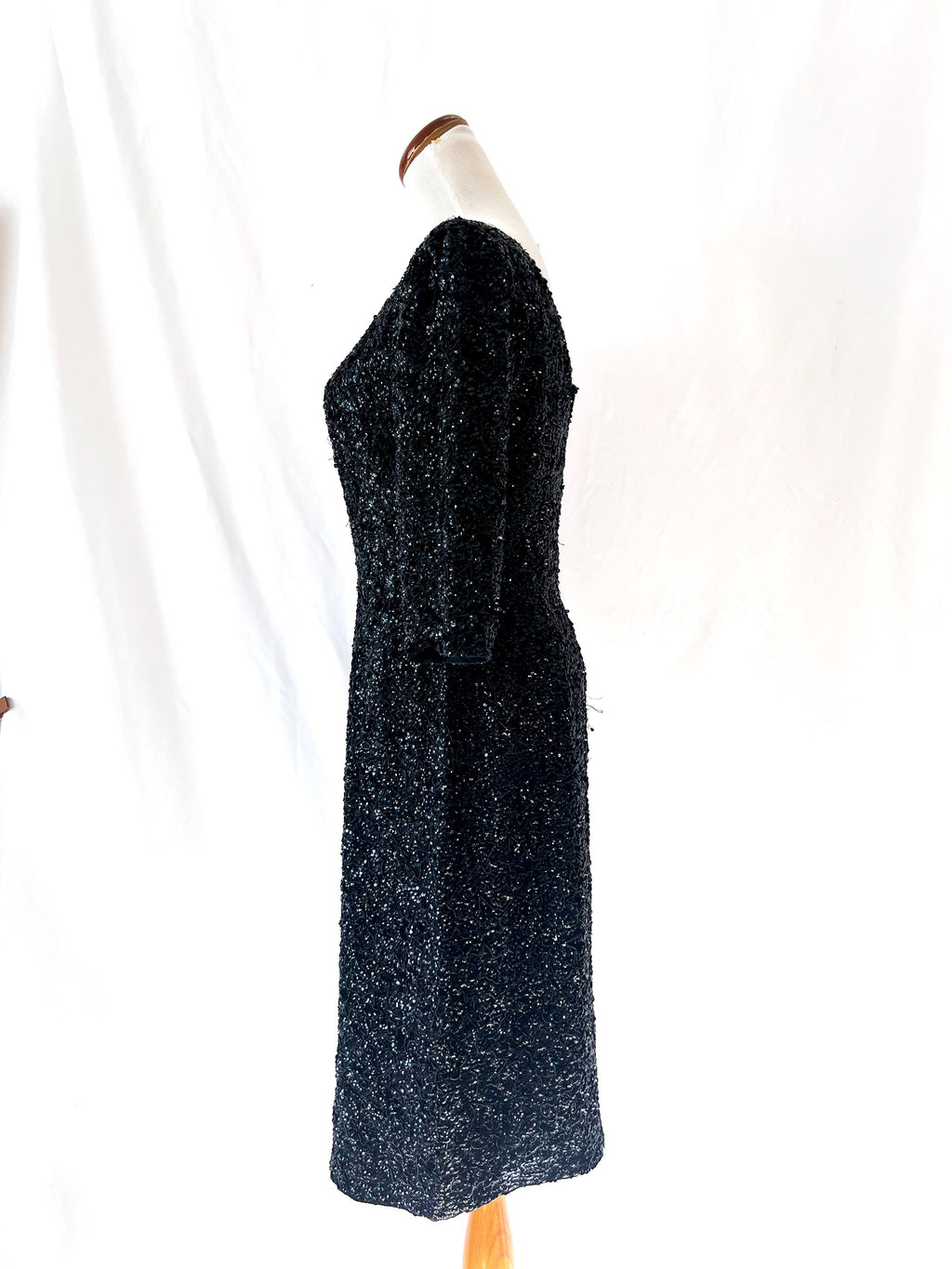 1960s vintage sequin black wiggle dress Gene Shelly Medium