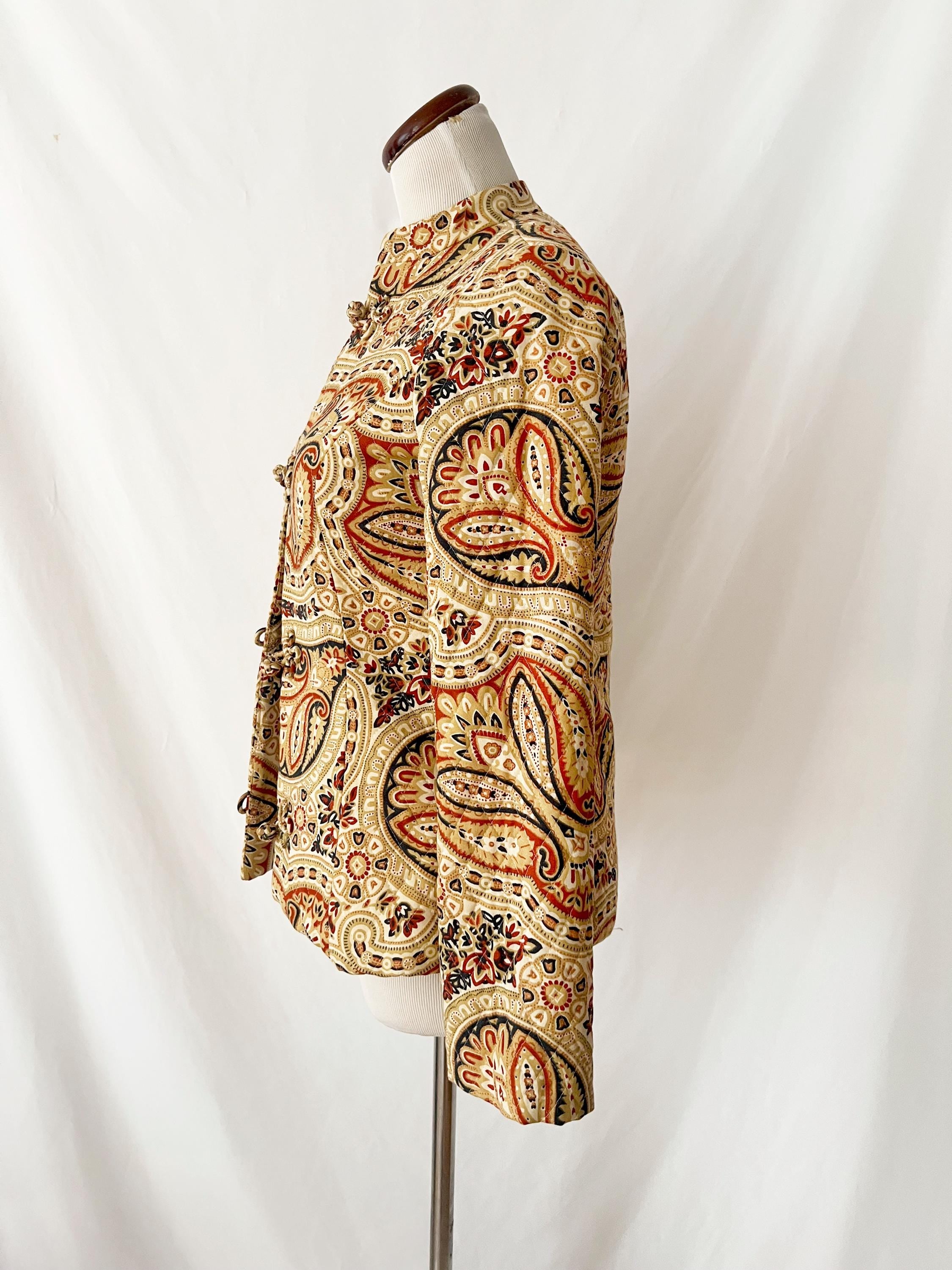 eleanor brenner couture / 1970s vintage paisley quilted jacket / xsmall