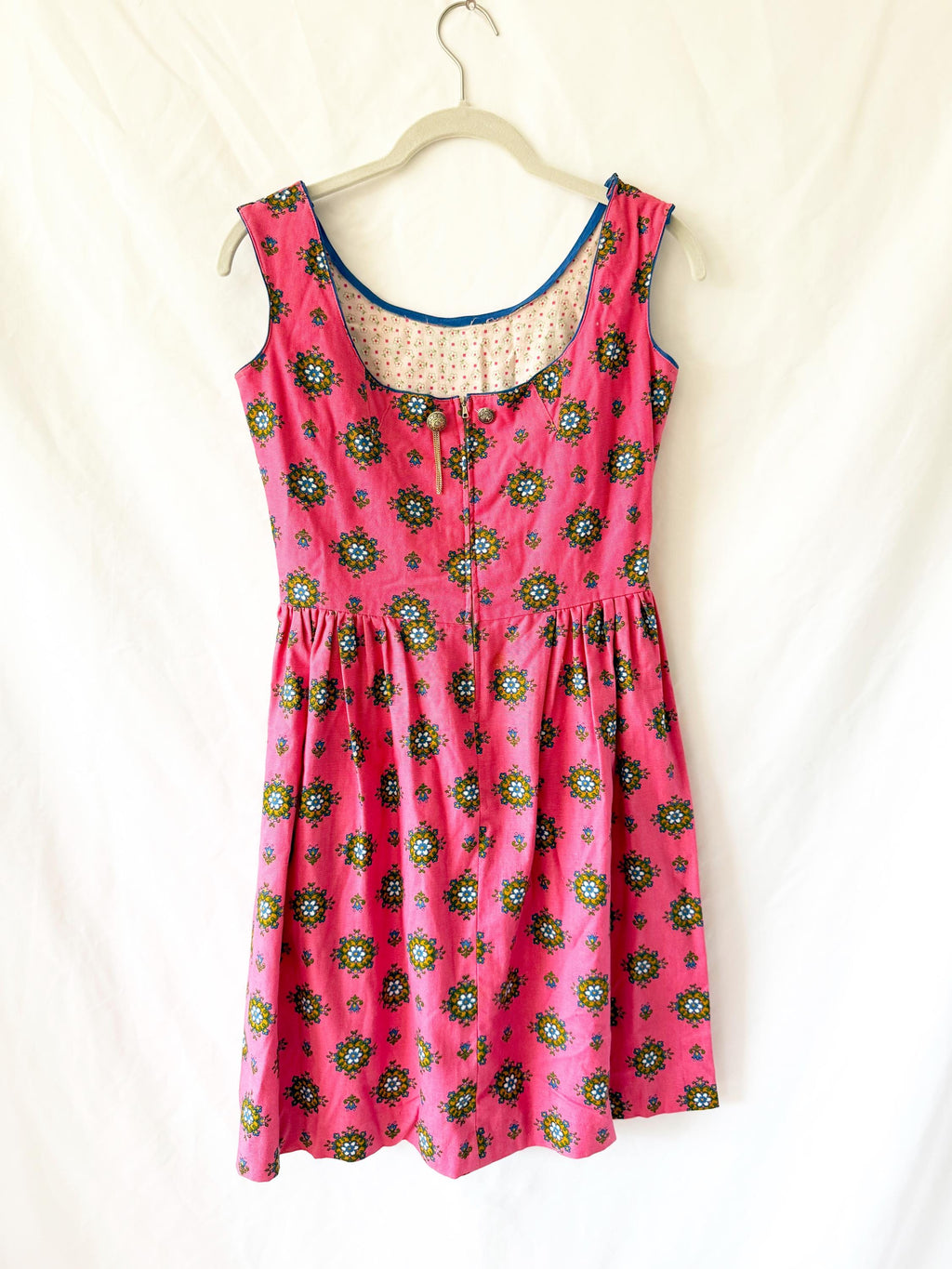 Vintage 60s Pink Dirndl Dress XS