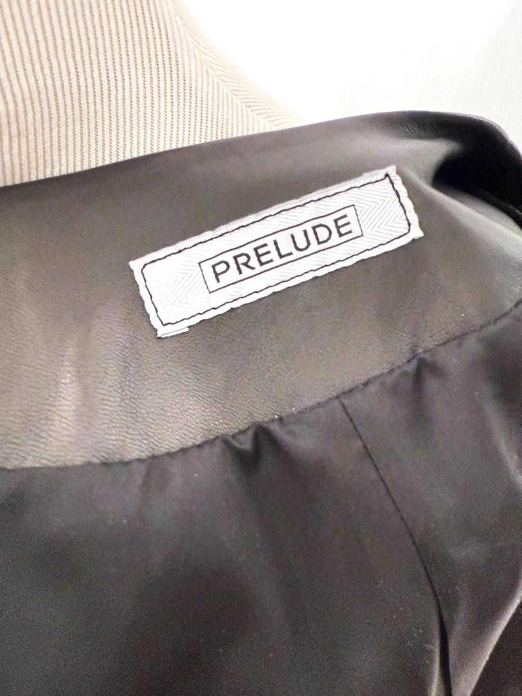 vintage black leather blazer jacket with snake skin trim