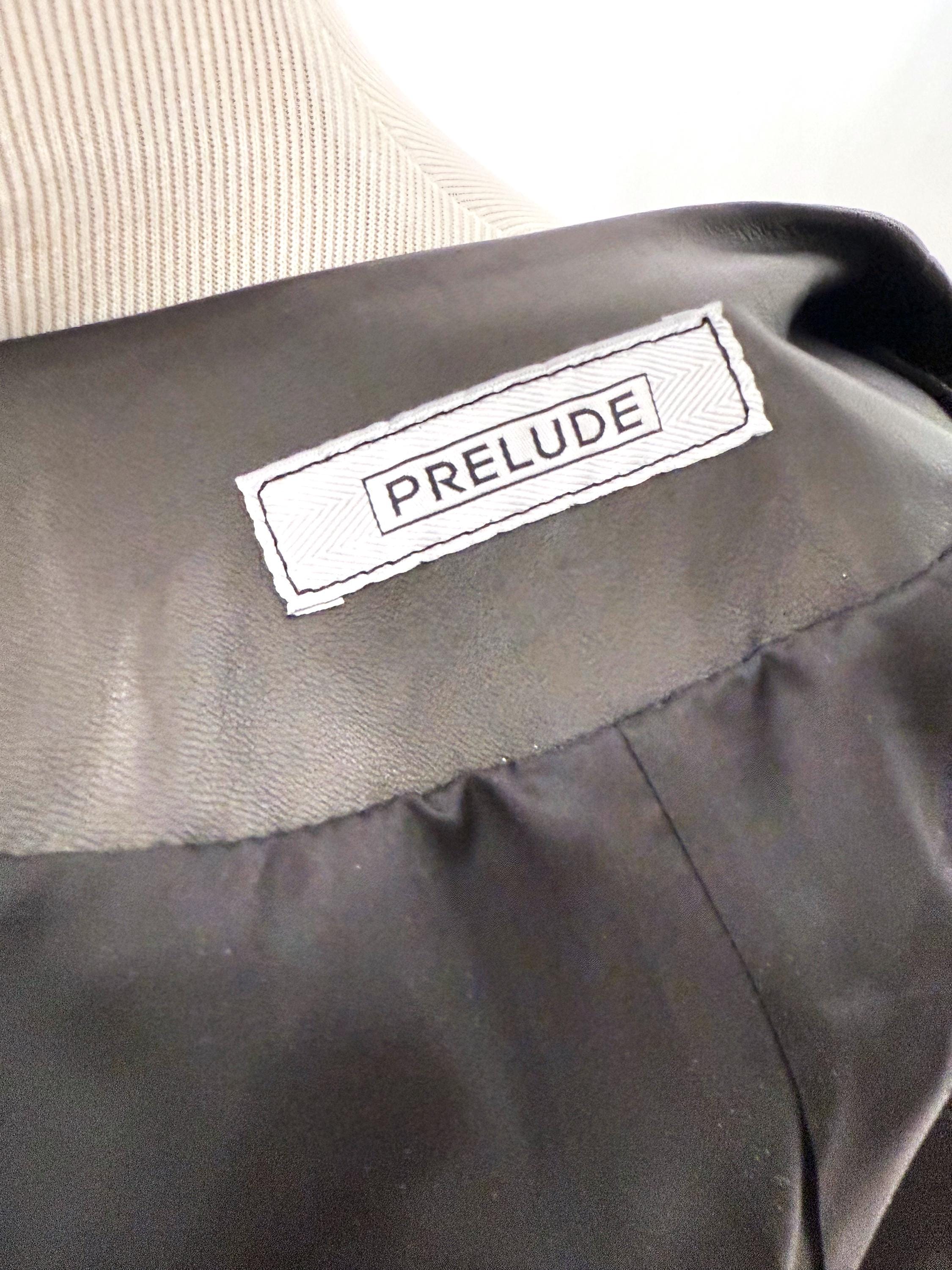 vintage black leather blazer jacket with snake skin trim