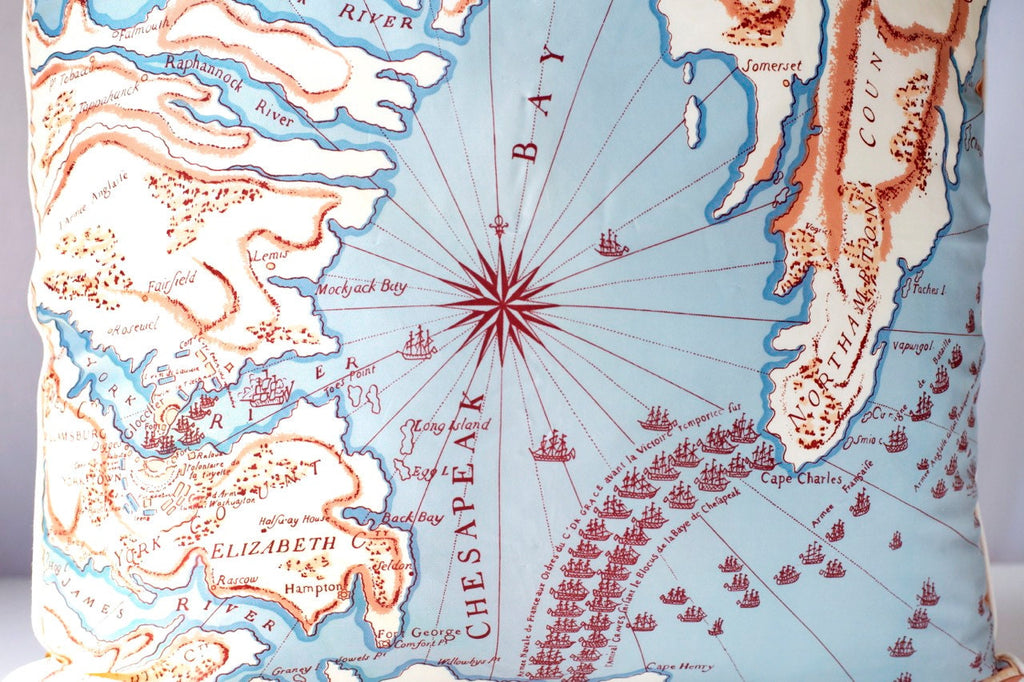 Vintage Scarf Pillow Cover: Maryland Map & Native American Design