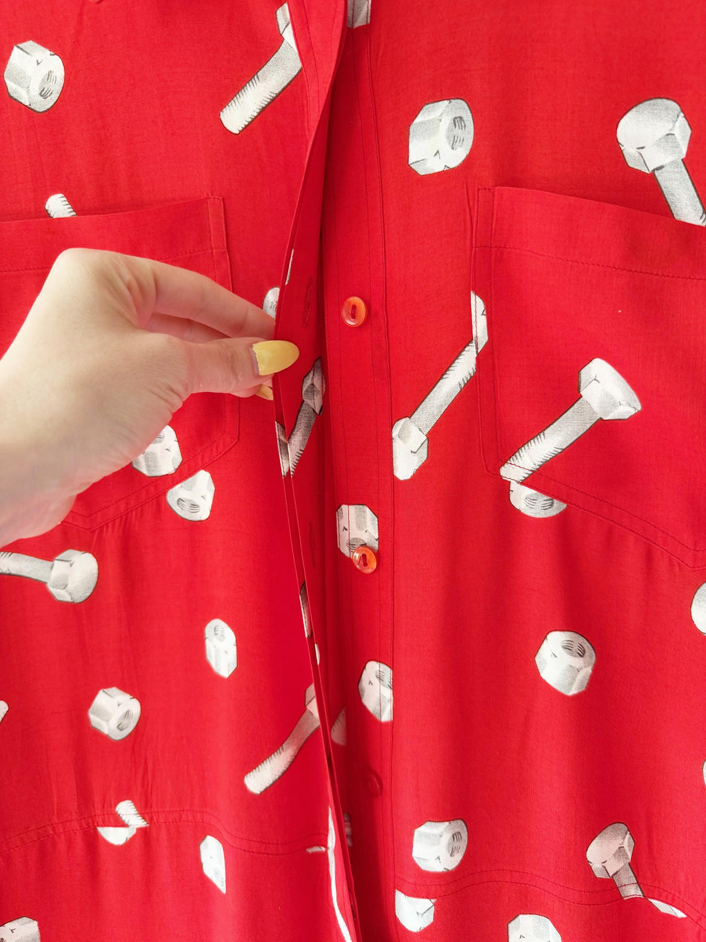 Italian Vintage 90’s Jumpsuit by Oceano Red One Piece Screws and Bolts - OSFM