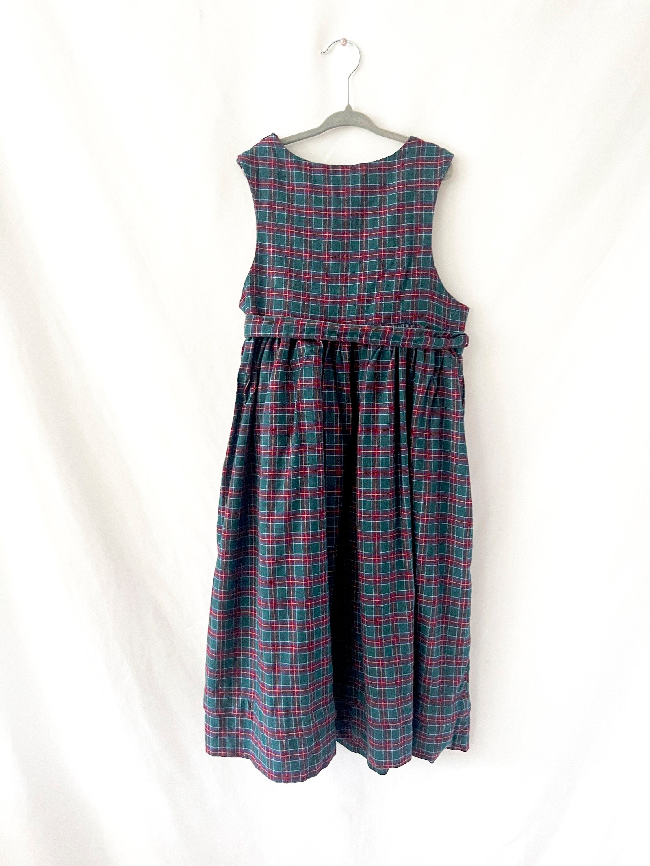 vintage laura ashley dress plaid  flannel dress for girls size 9 / 10