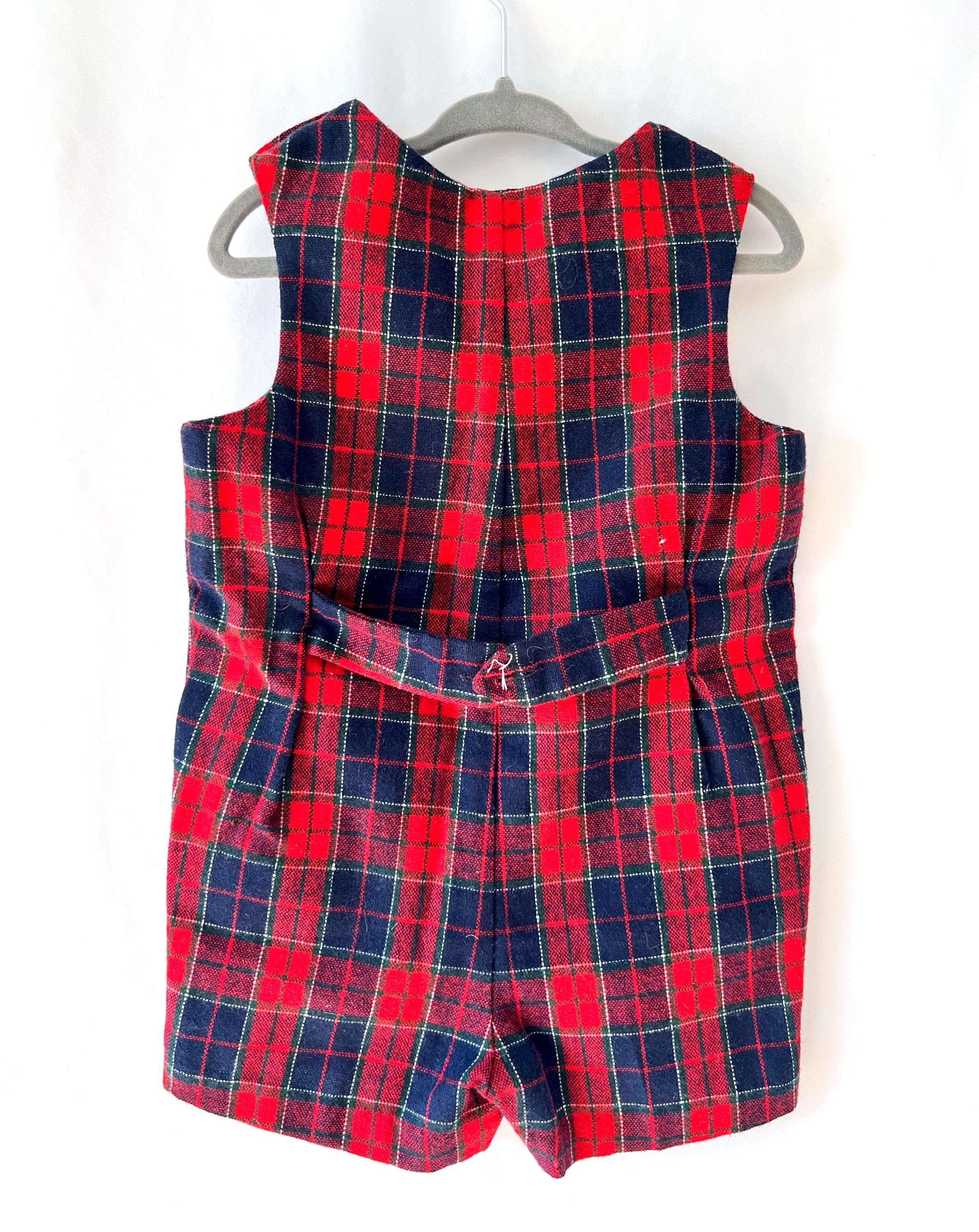 2t 1960s tartan plaid jumpsuit one piece romper