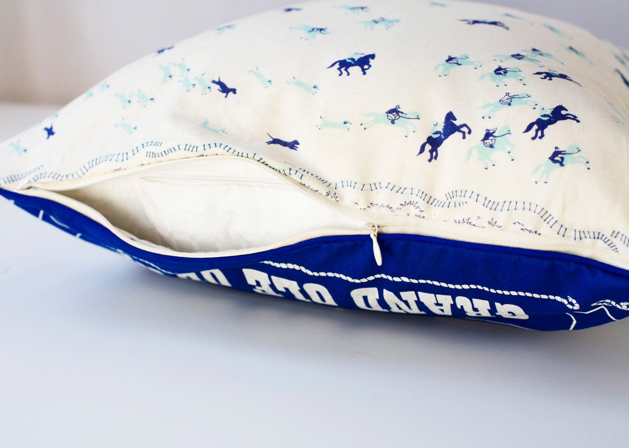 Vintage Scarf Pillow Cover: Grand Ole Opry & Pony Print, Nashville Souvenir