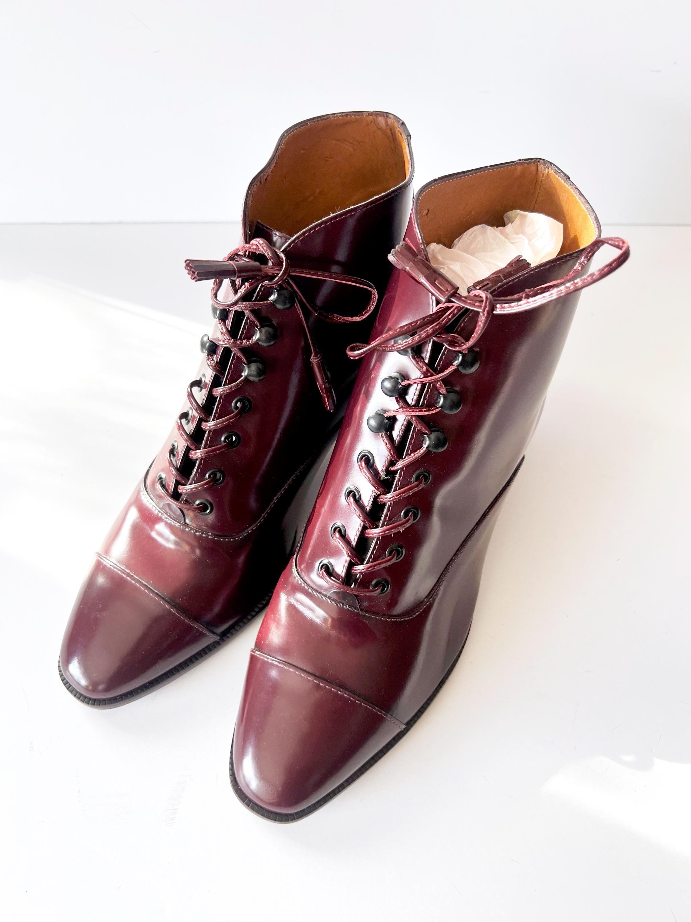 vintage 1980s burgundy ankle boots / liz claiborne / 7.5