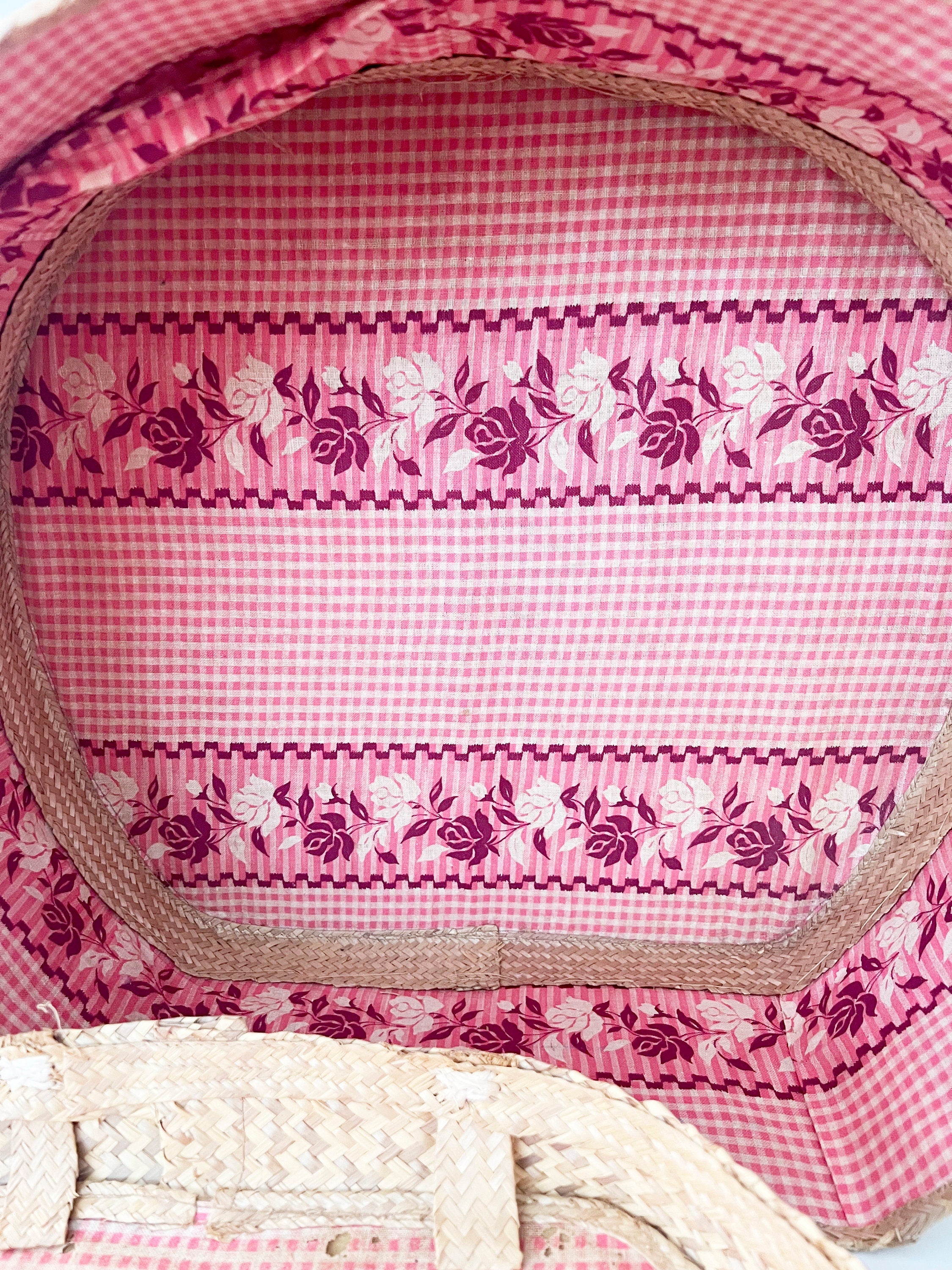 vintage 1940s woven rattan bag  / basket storage case