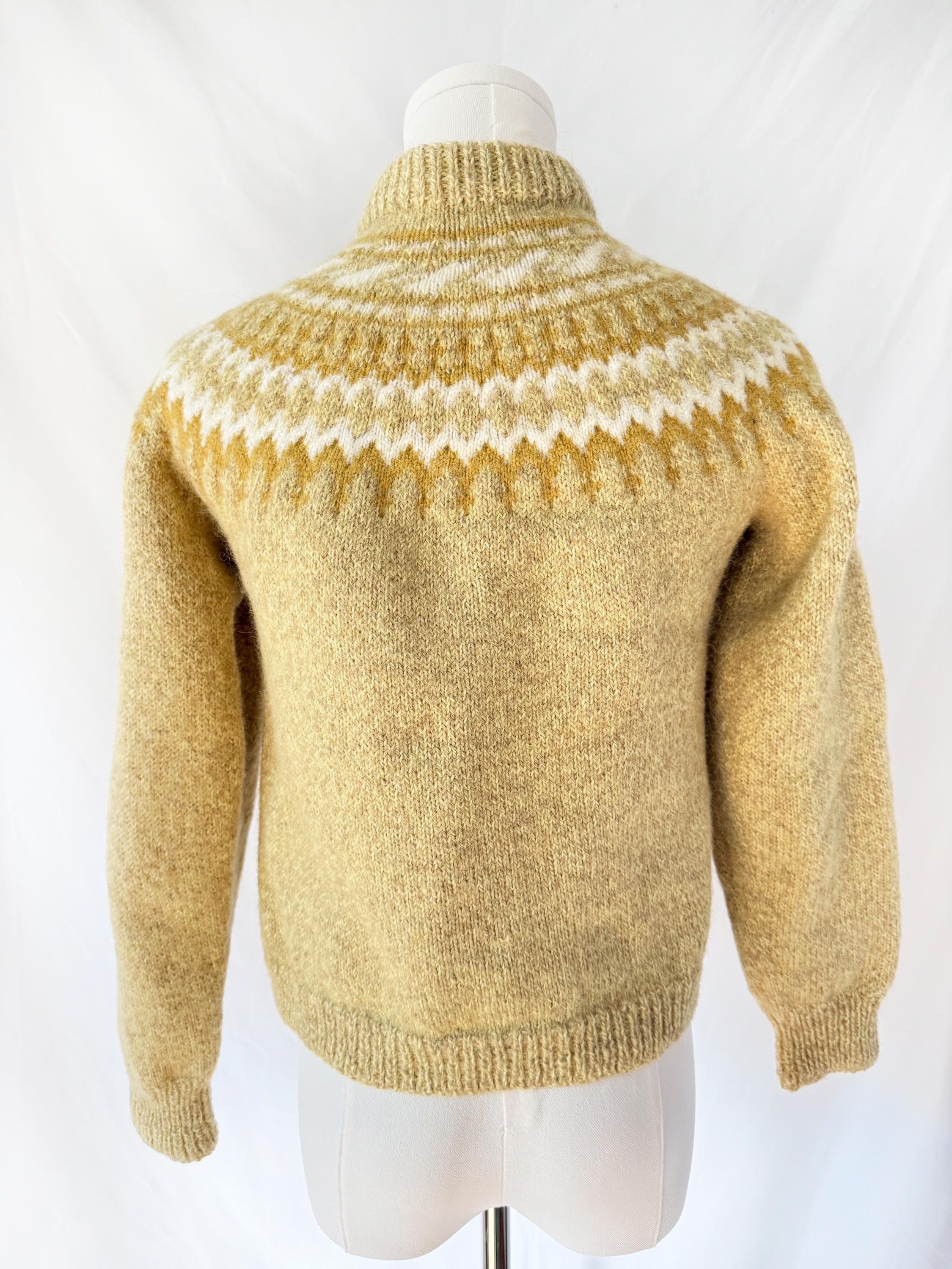 Vintage 1950s Yellow Scandinavian Cardigan Sweater Made in Denmark XSmall