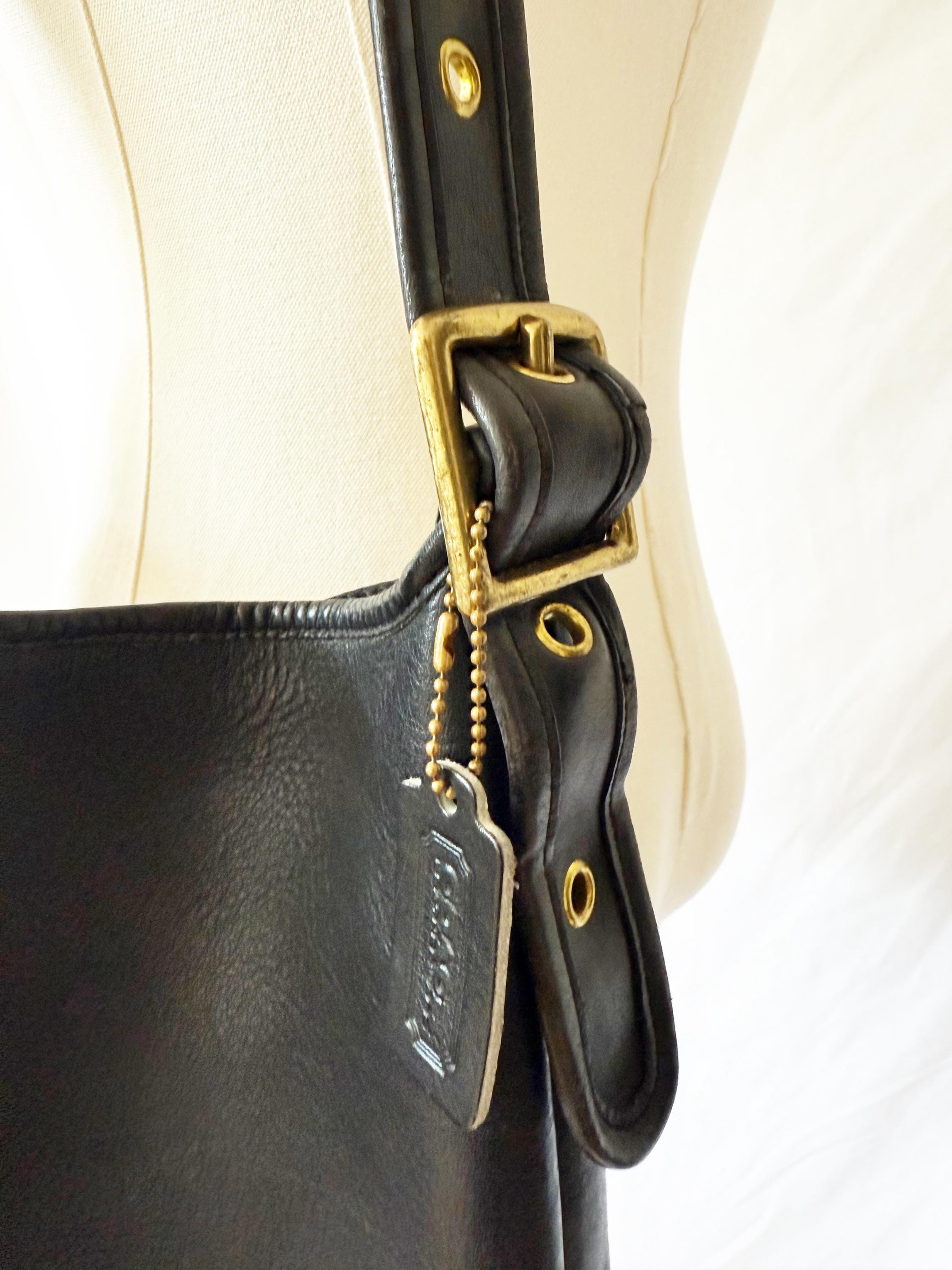 Vintage Coach Black Leather Bucket Bag: Annie Hall Style