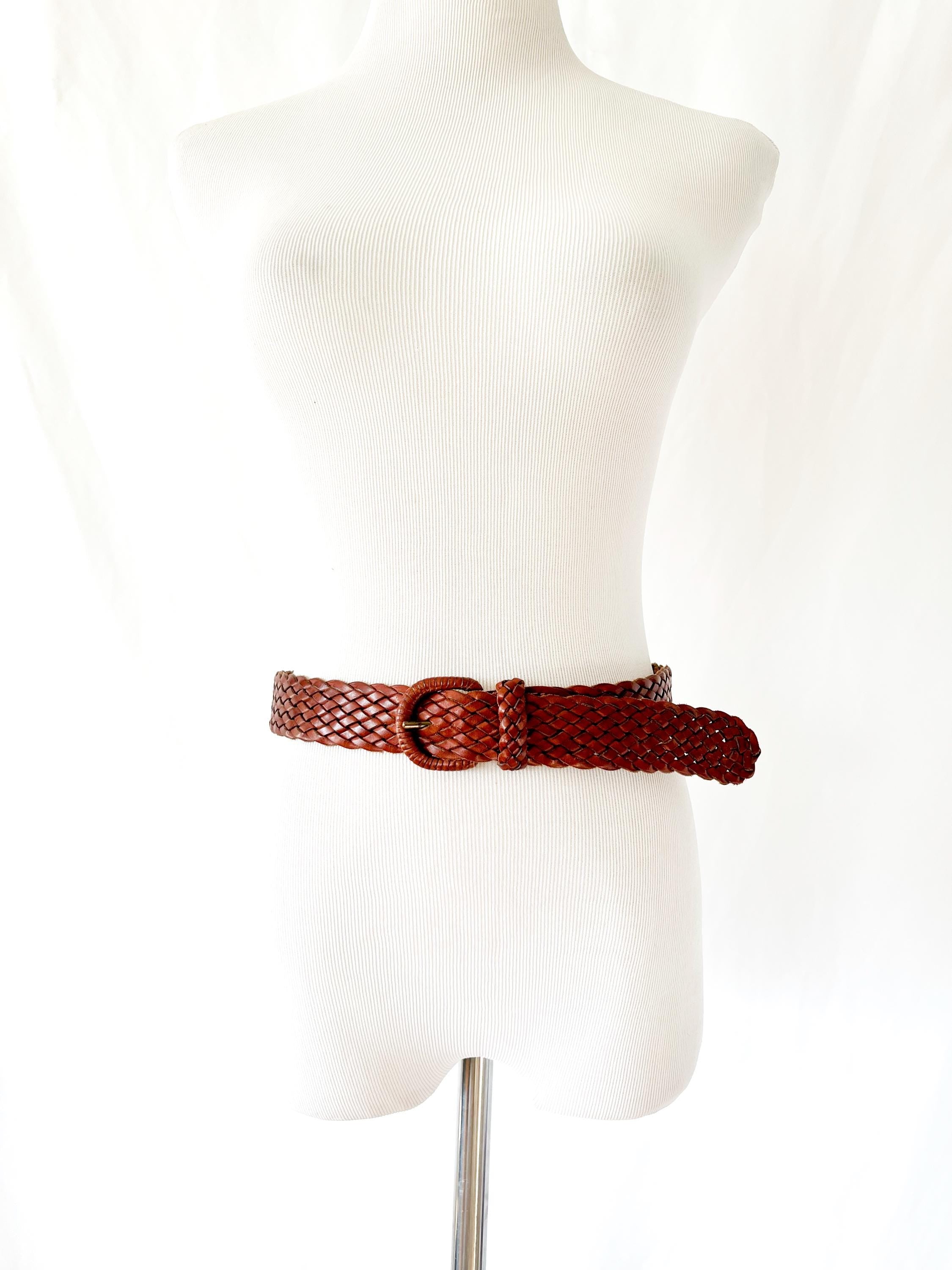 leather woven belt / banana republic / small