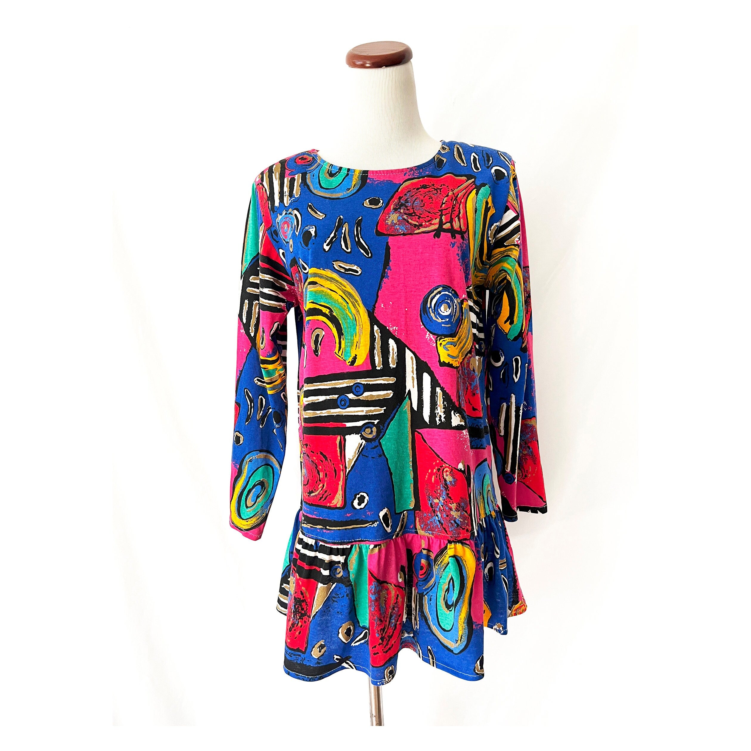 vintage 1990s abstract tunic top  / long top  medium