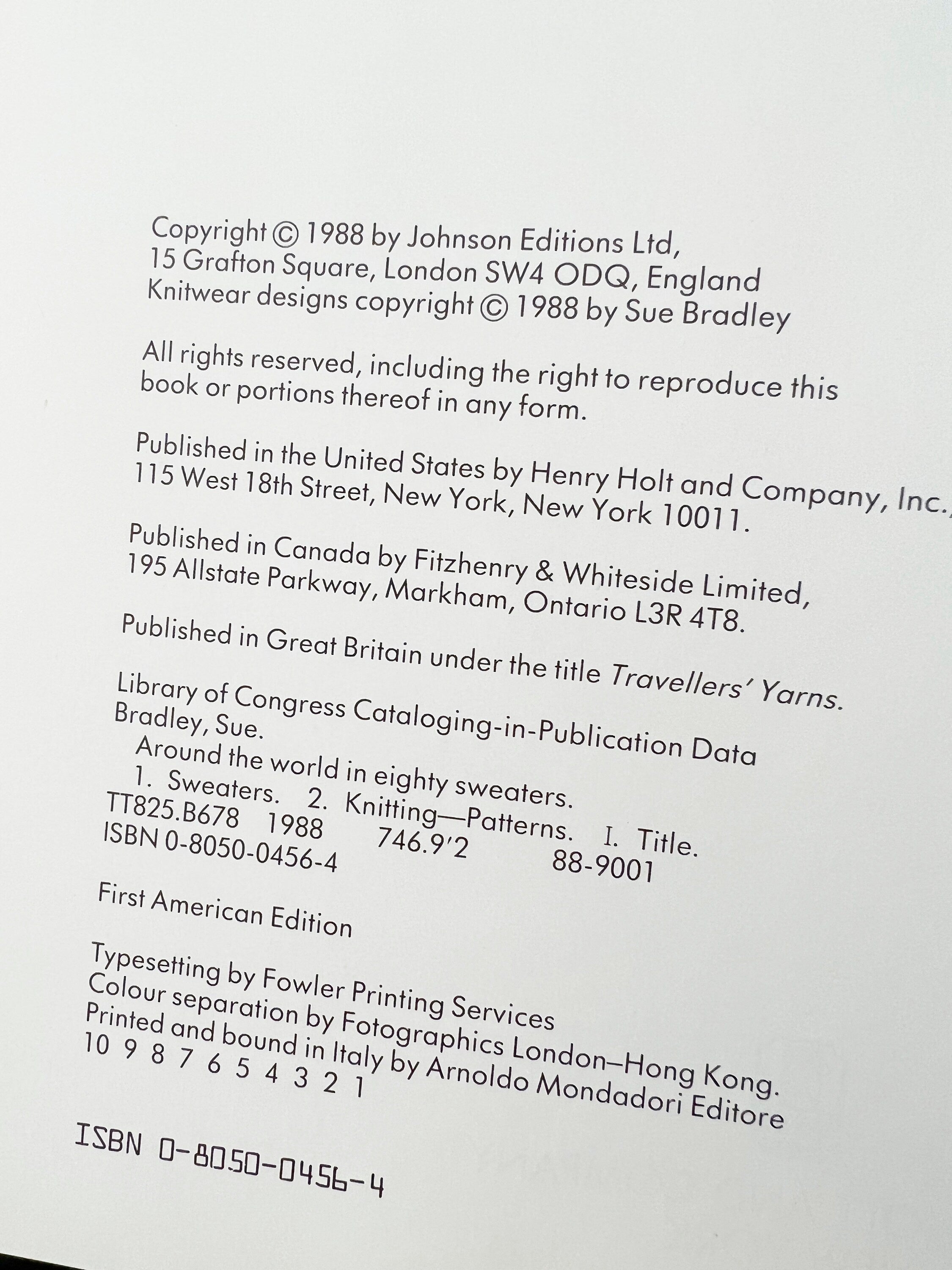 Vintage 1988 Knitting Book: Around the World in Eighty Sweaters