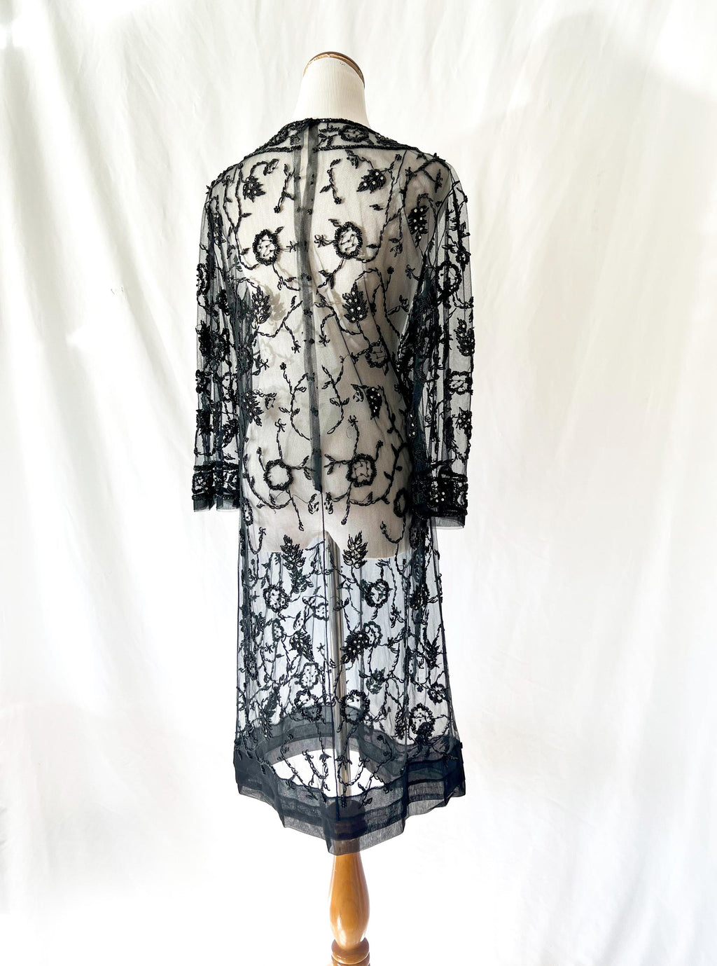 vintage sheer beaded dress medium / large