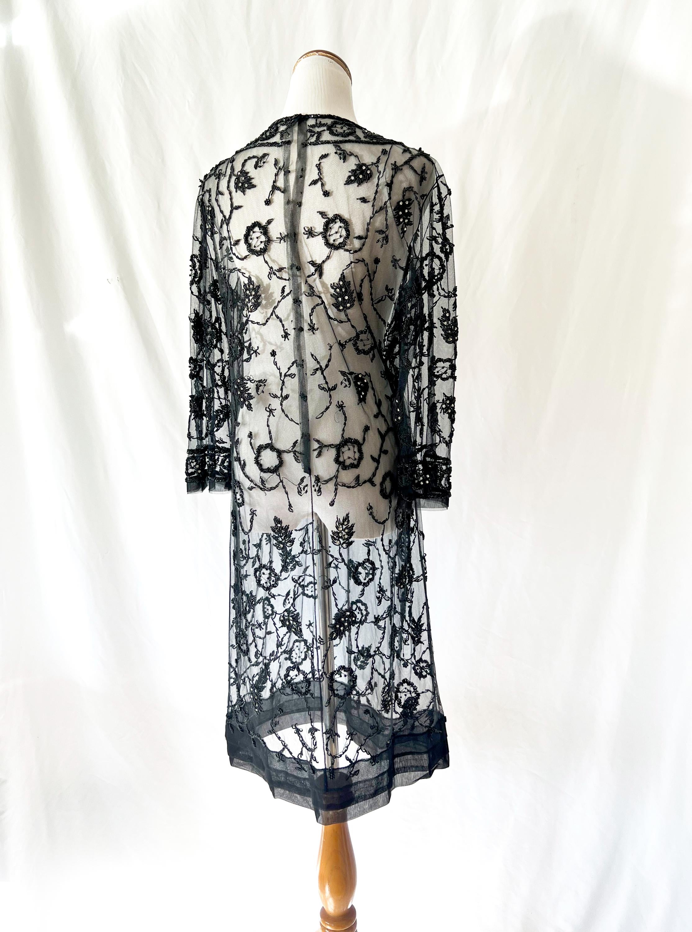 vintage sheer beaded dress medium / large