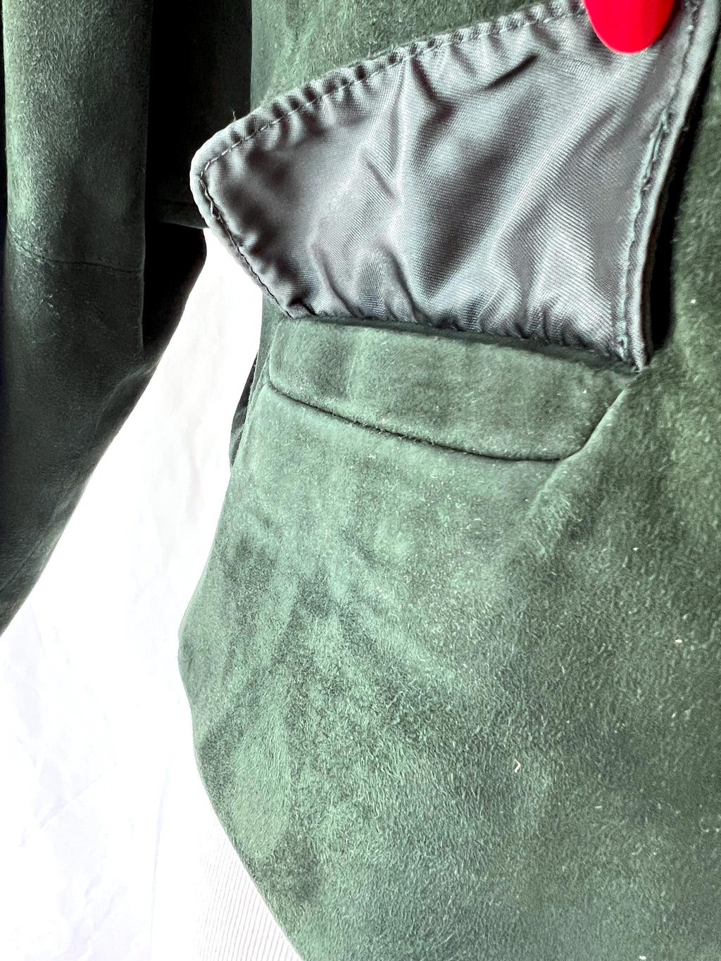 dark green cropped suede jacket / anne klein II / medium