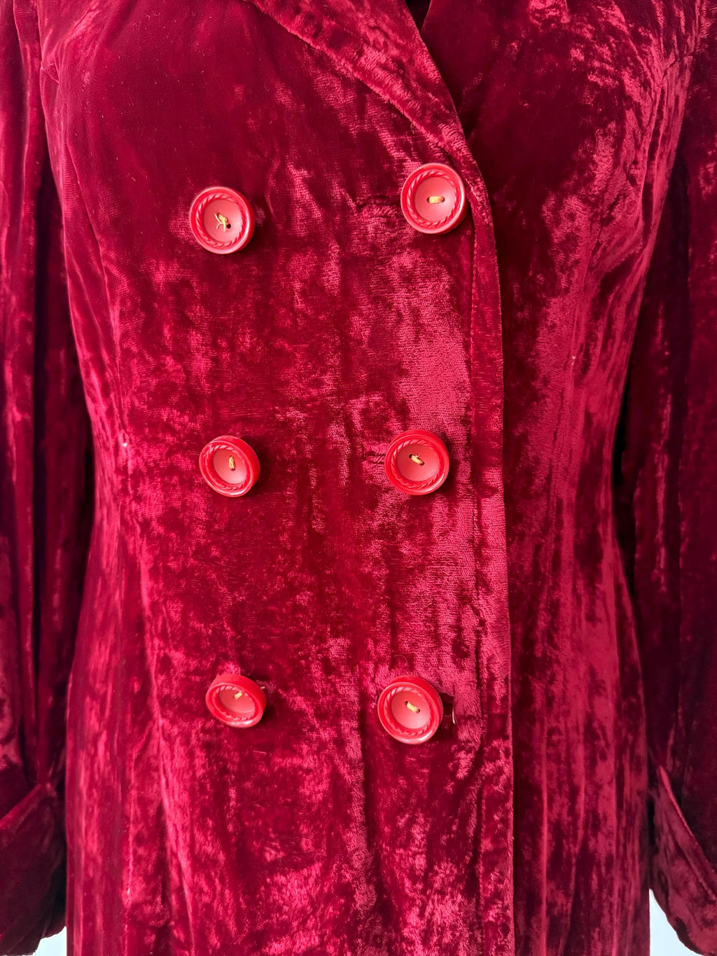 vintage red crushed velvet jacket small