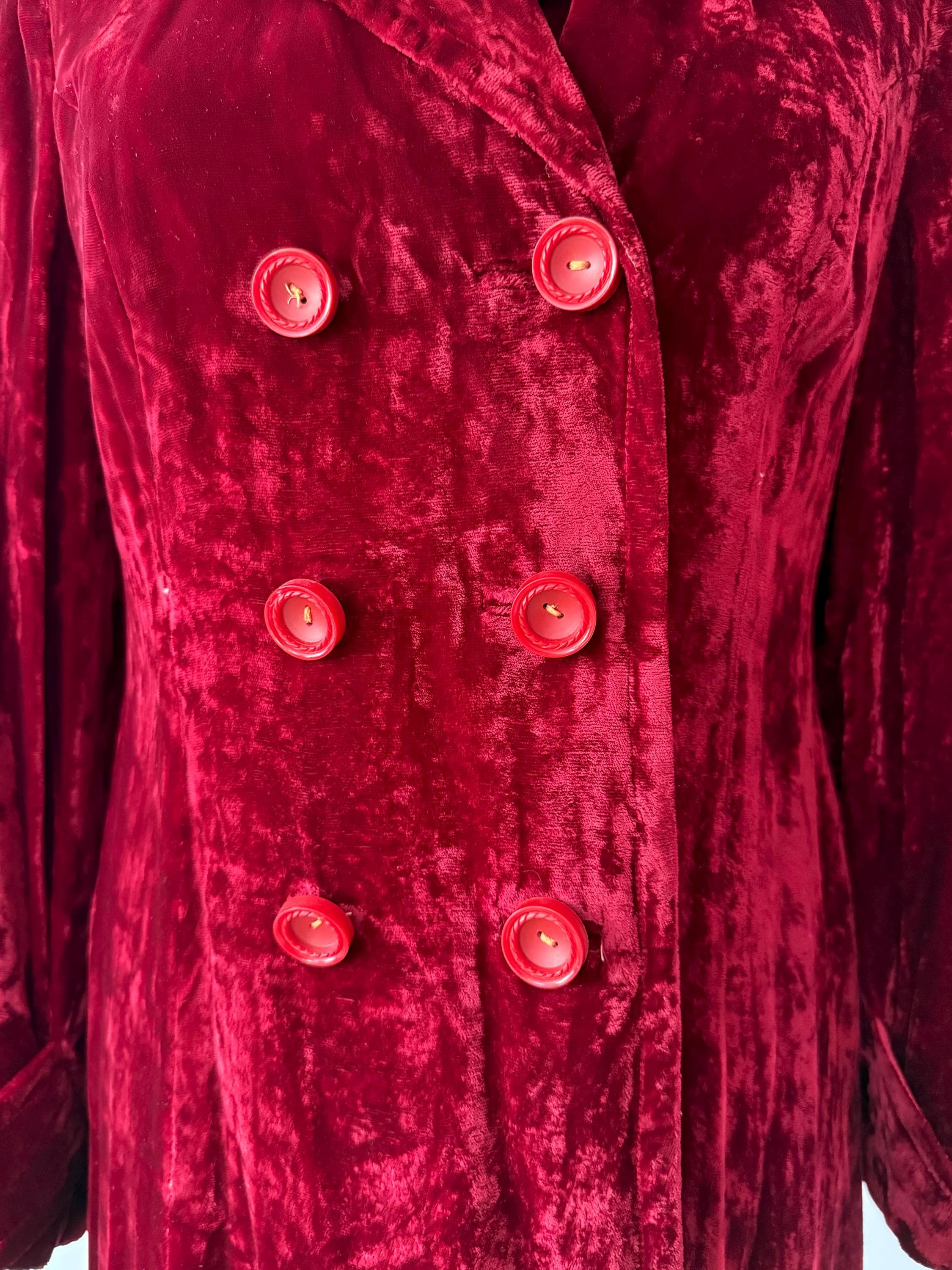vintage red crushed velvet jacket small