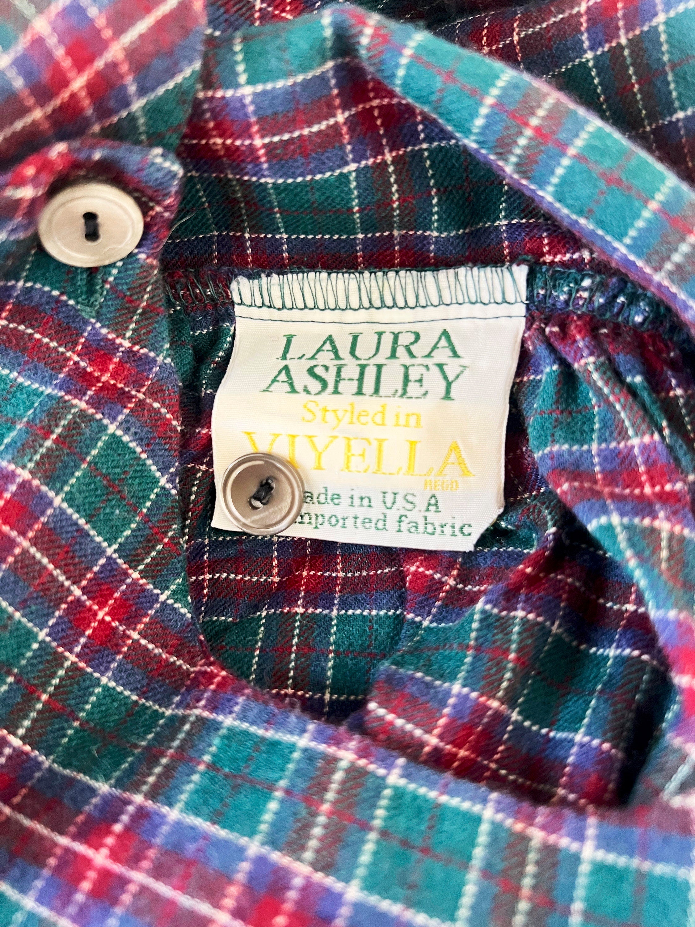 vintage laura ashley dress plaid  flannel dress for girls size 9 / 10