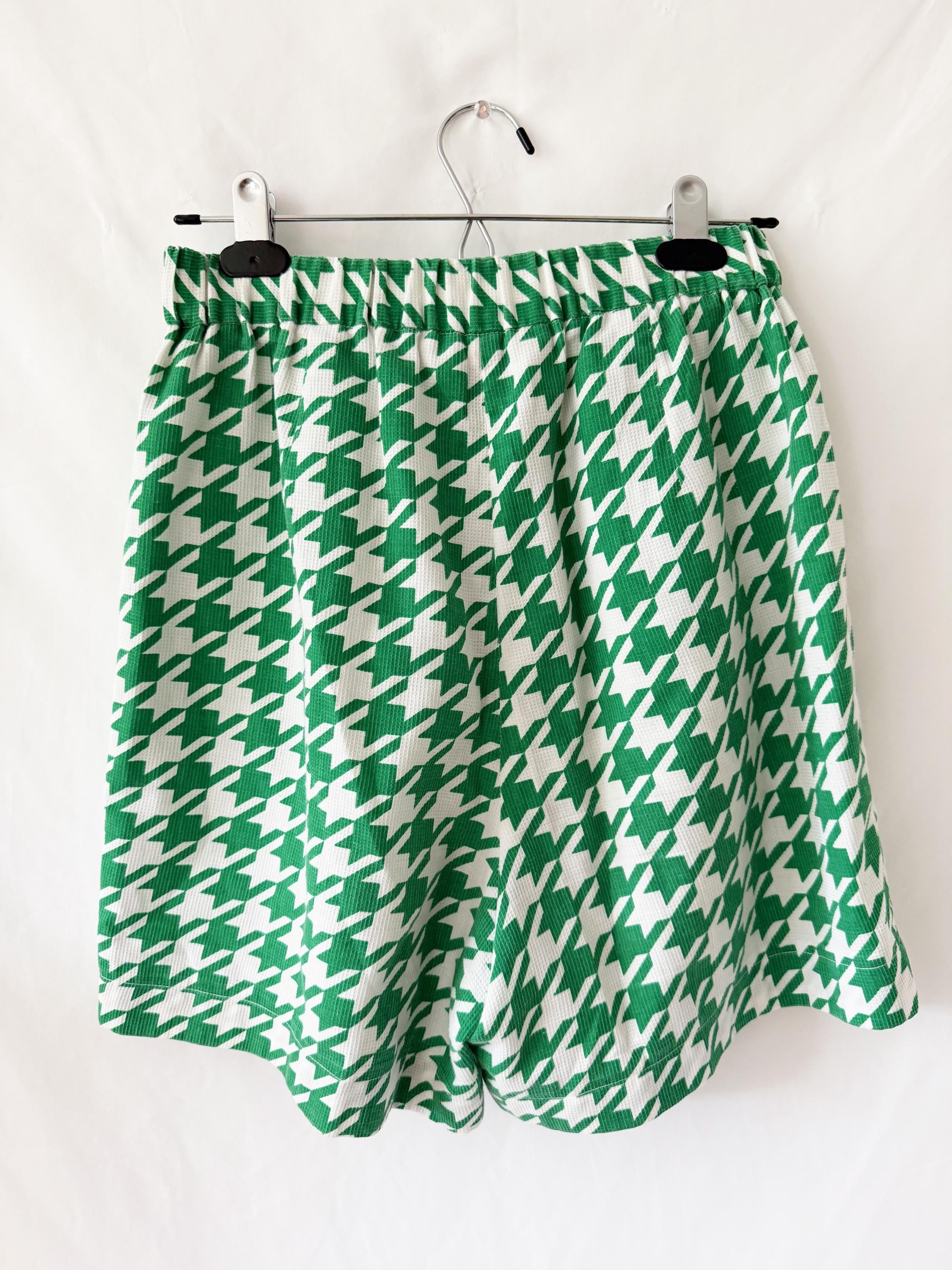 Vintage Green and White Houndstooth Shorts