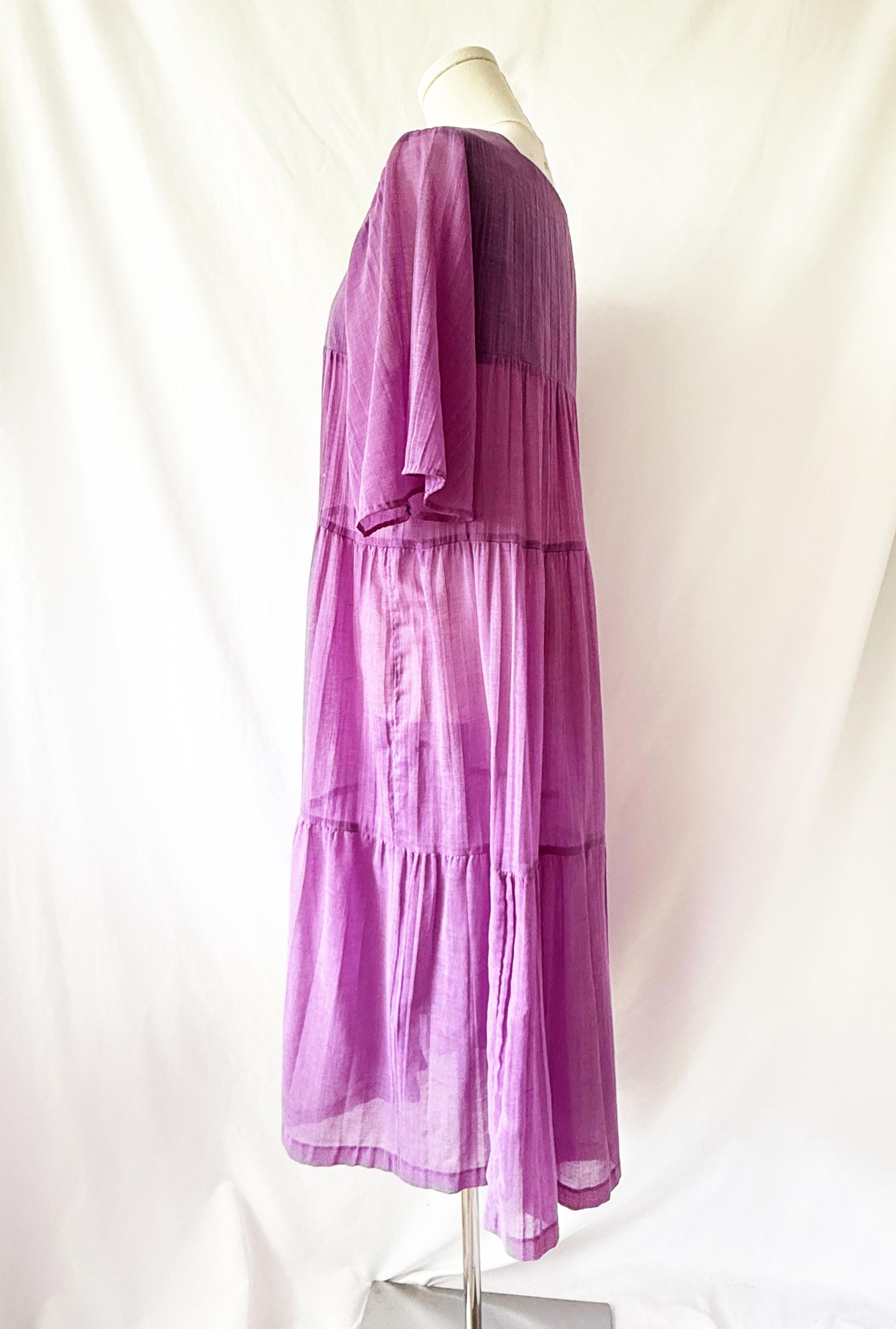 Sheer Purple Tiered Sun Dress vintage summer dress  Large
