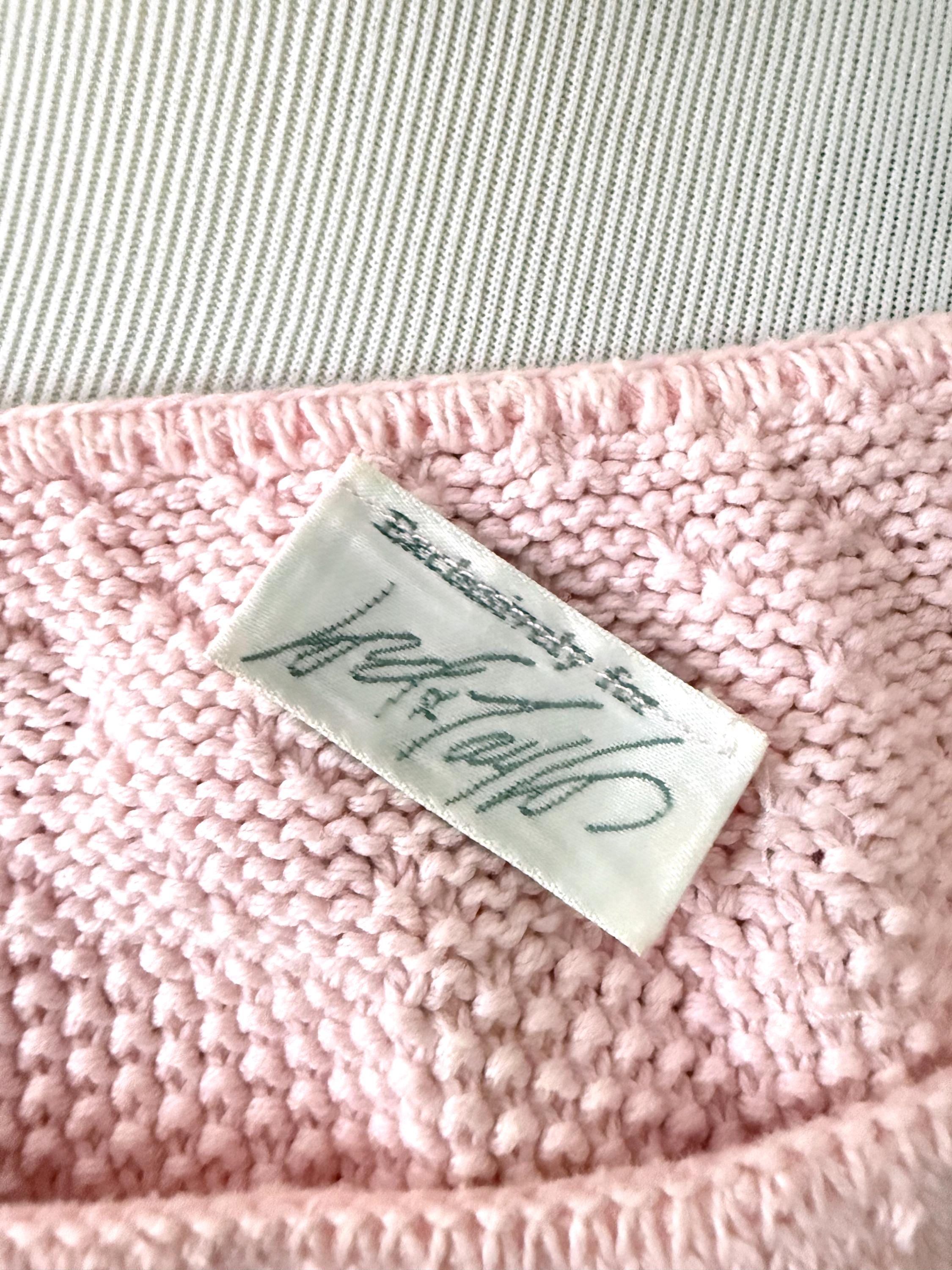 Vintage 80s Pink Knit Sweater Shirt Short Sleeves  Lord & Taylor Small
