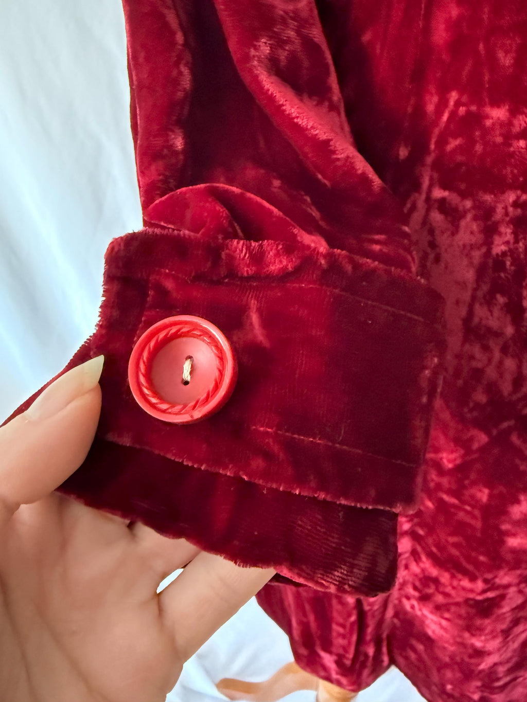 vintage red crushed velvet jacket small