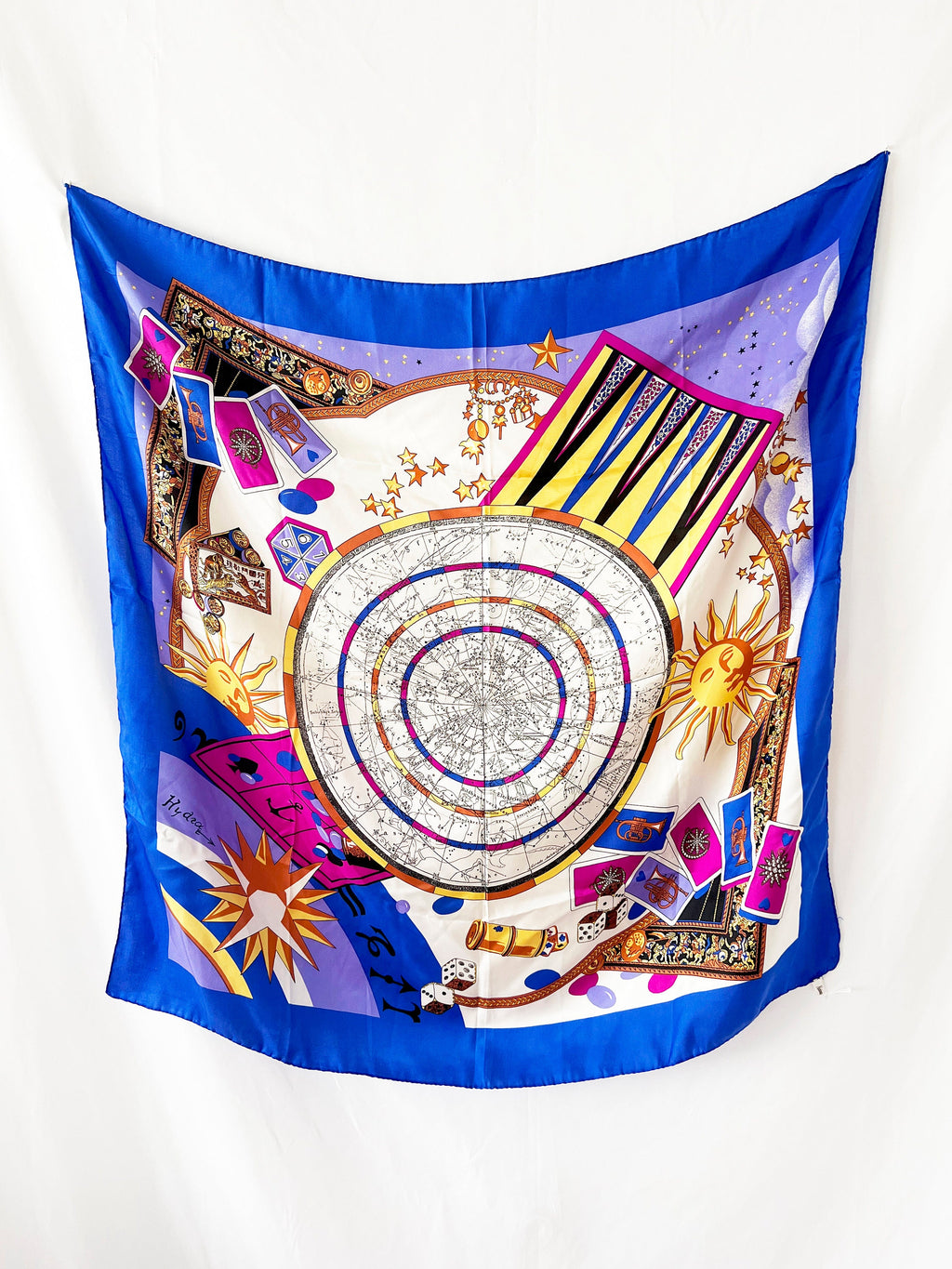suns signs astrology  silk scarf large square / sun sign zodiac / neiman marcus