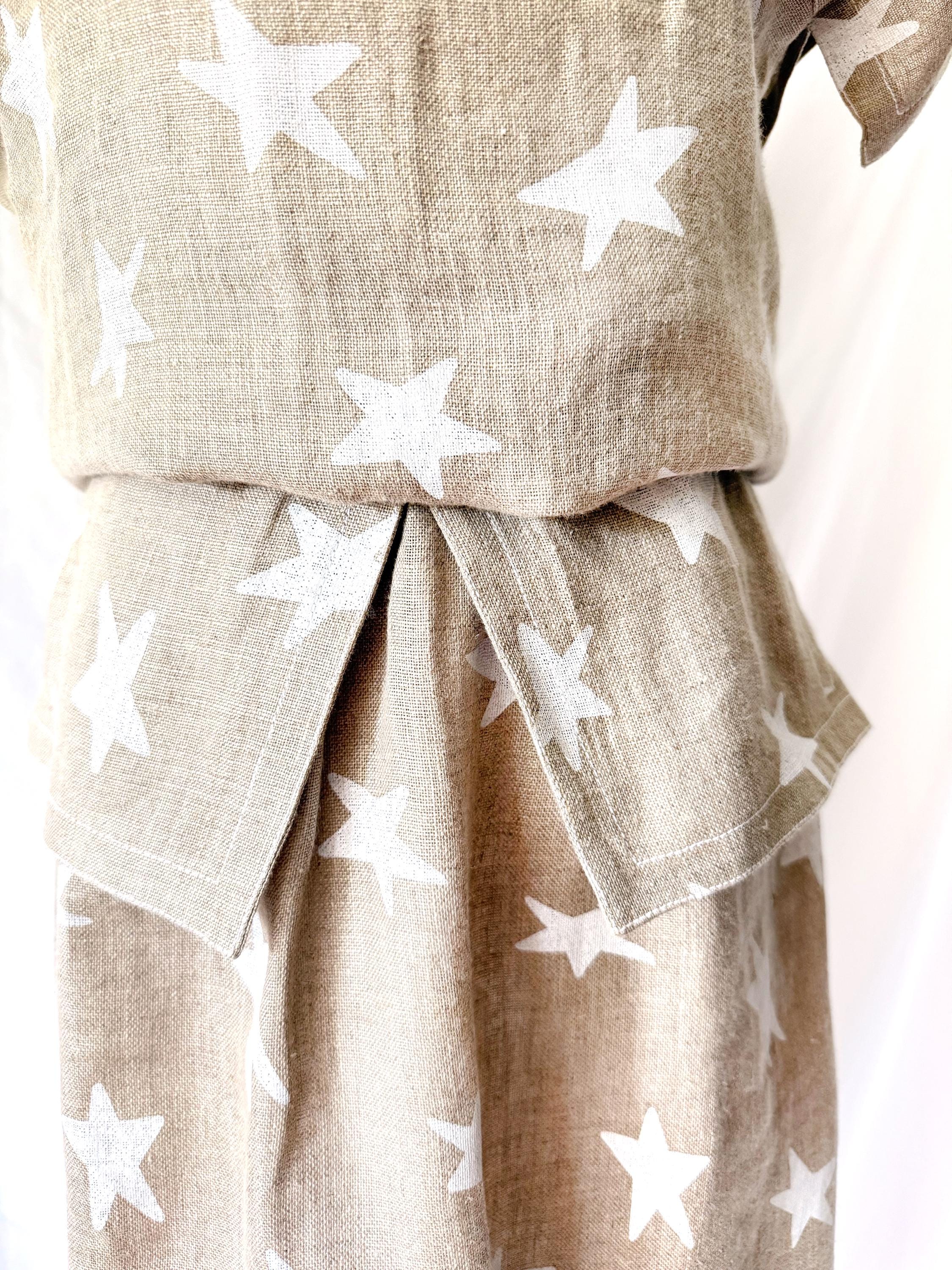 Stars Linen Peplum Skirt Set Small
