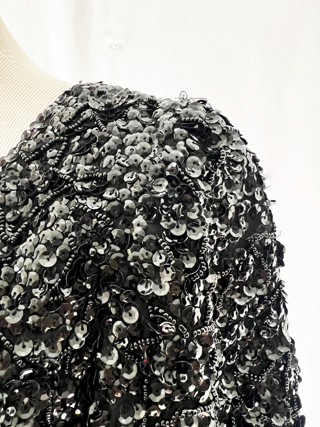 1960s vintage sequin black wiggle dress Gene Shelly Medium