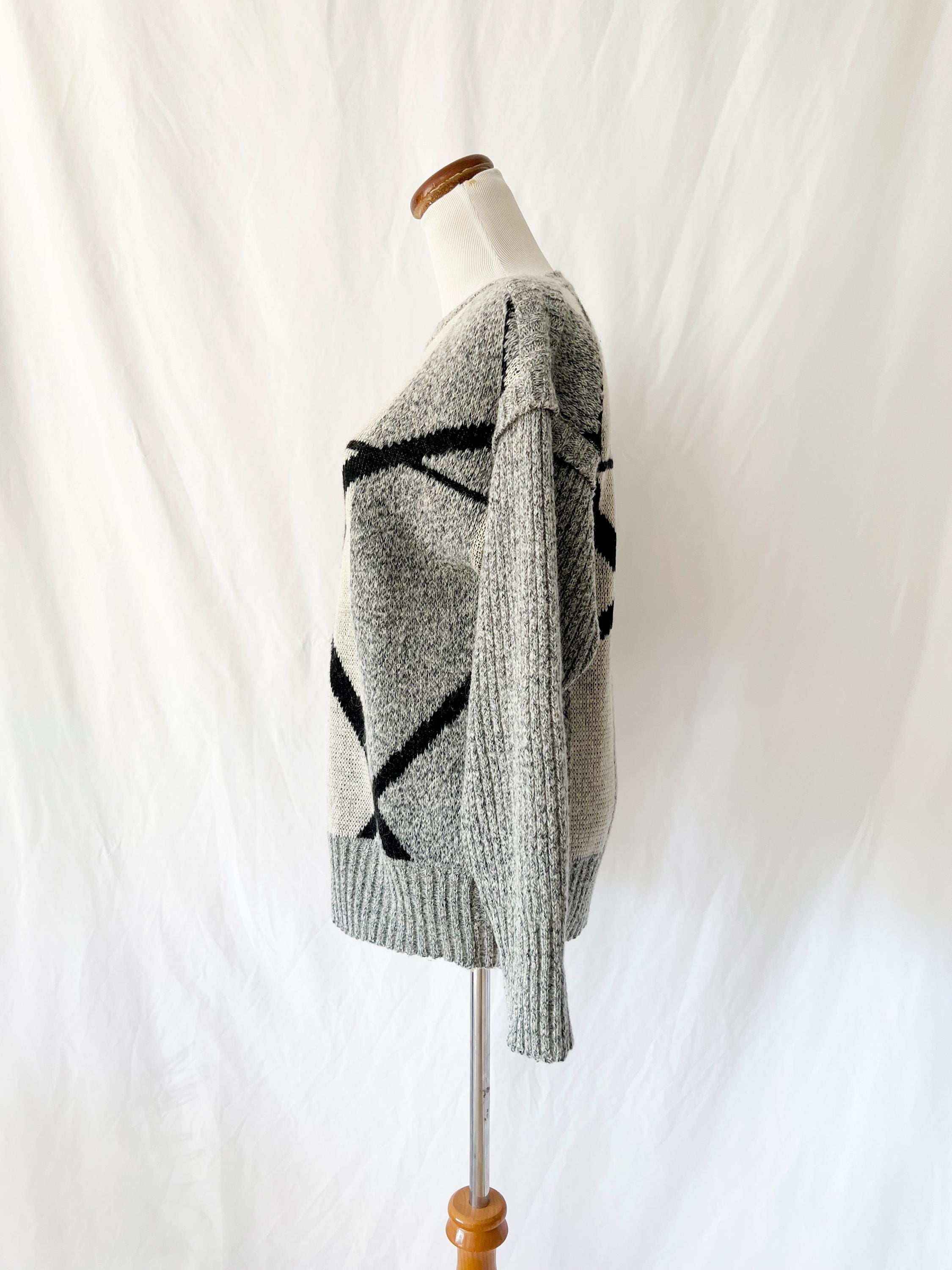 Vintage Rodier Paris Abstract Geometric Wool Sweater Medium