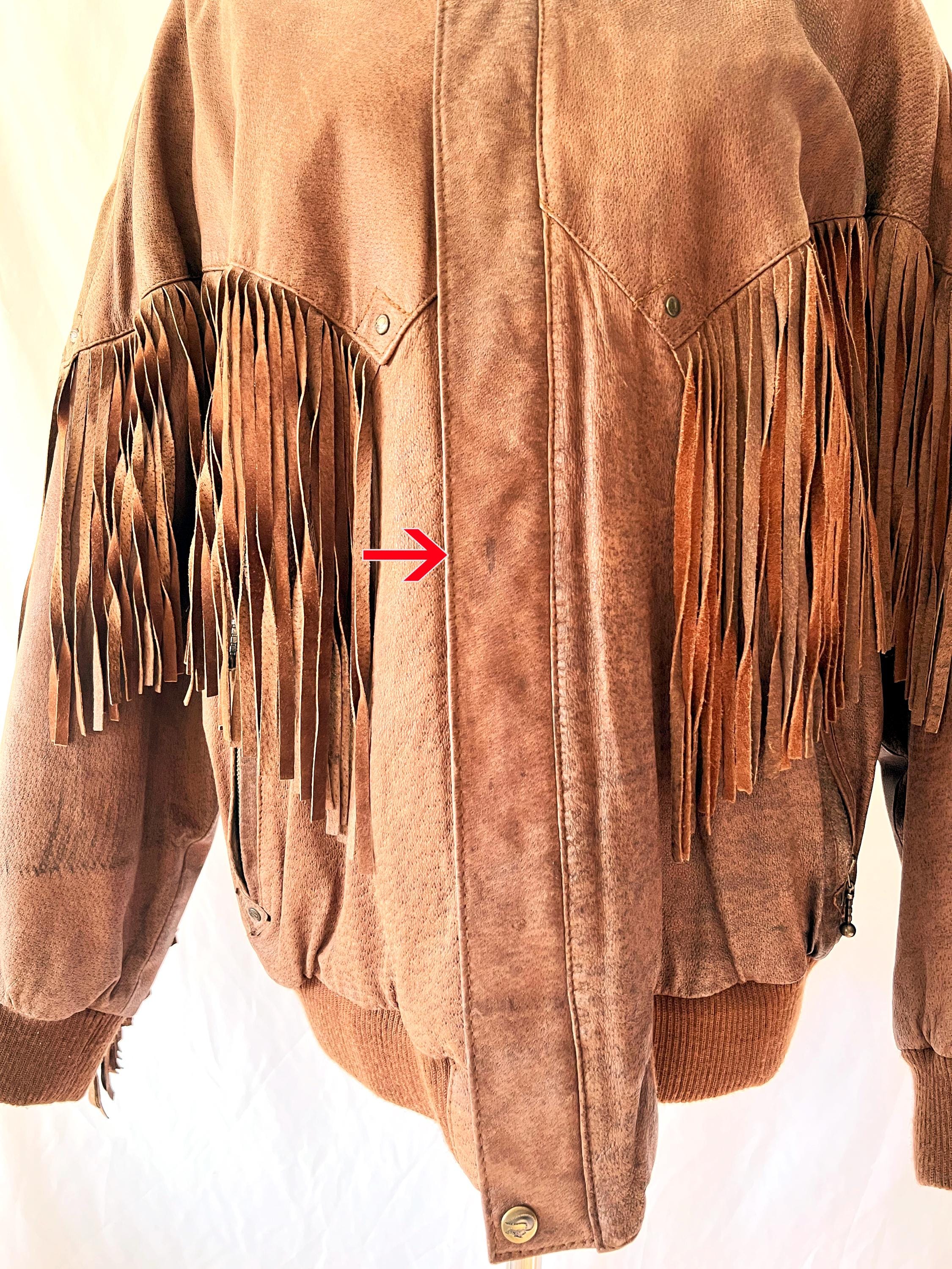 Vintage 1980s fringe leather jacket Foxrun Large
