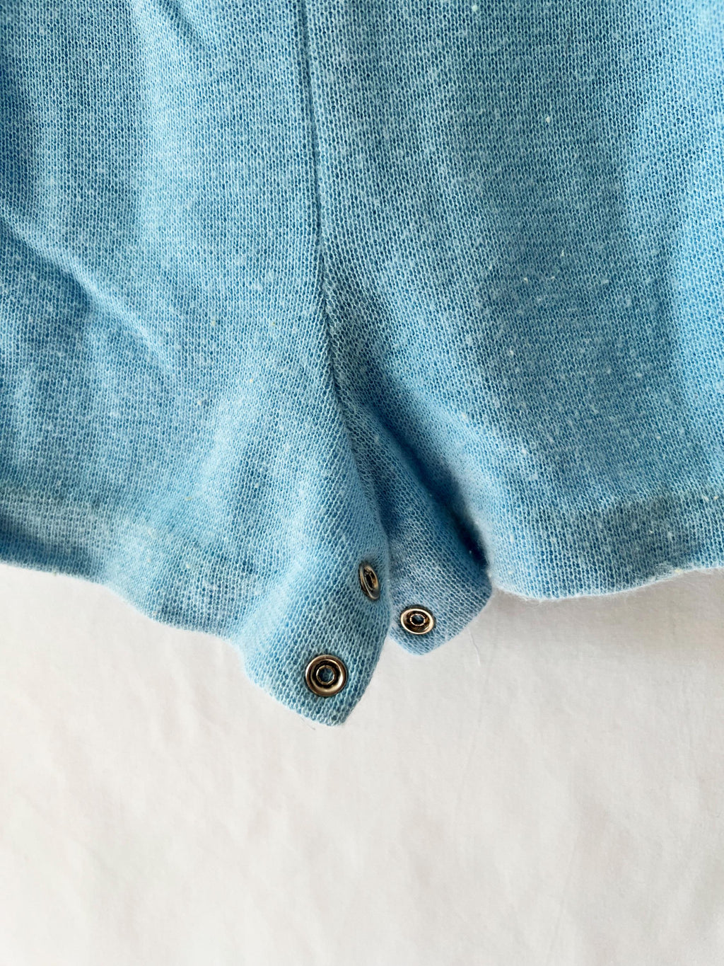 Vintage 1960s Knit Baby Romper: Blue Caterpillar Jumpsuit (12-14 Months)