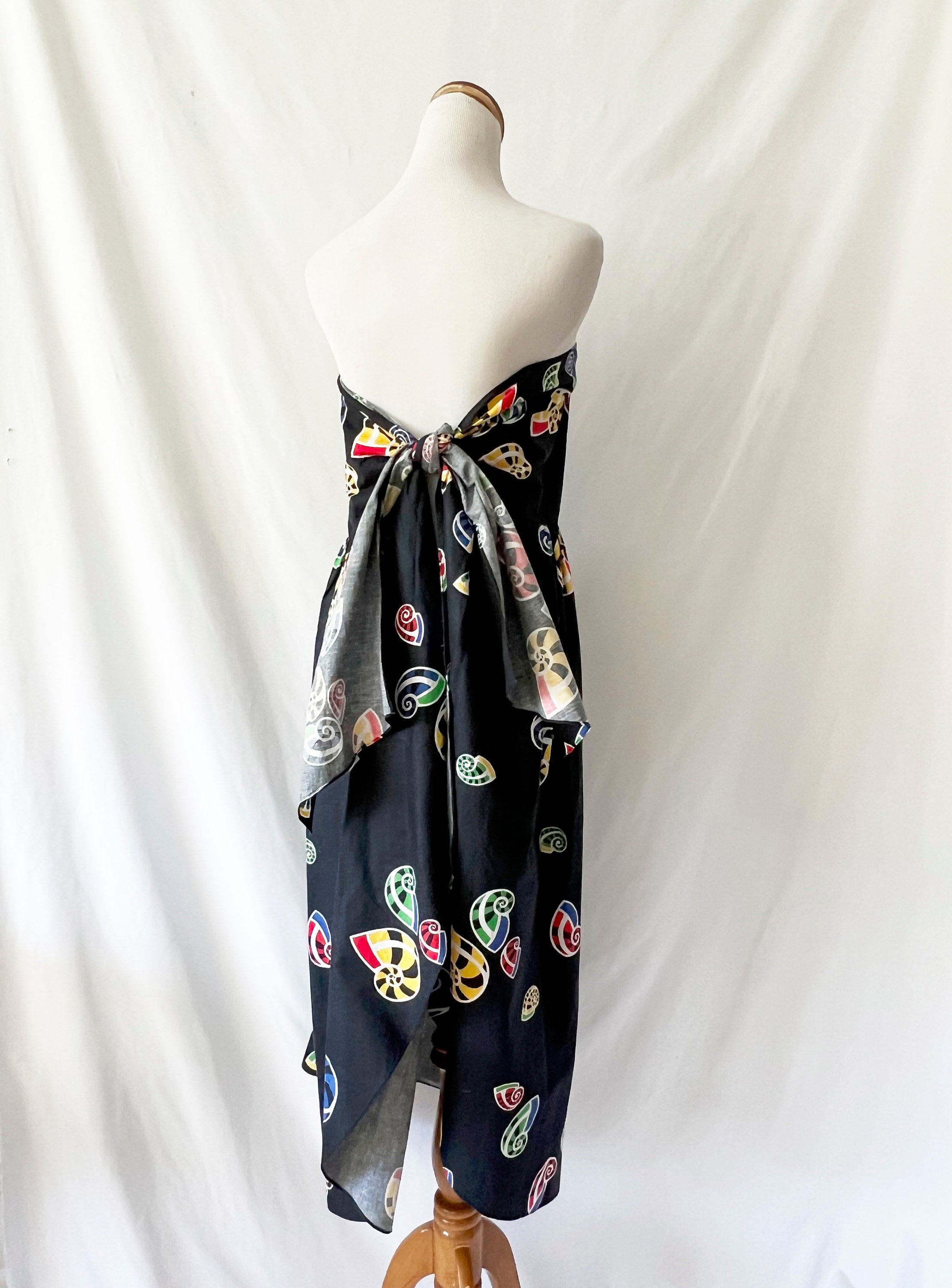 vintage strapless dress and over shirt seashells cotton set michalle vollbrach medium