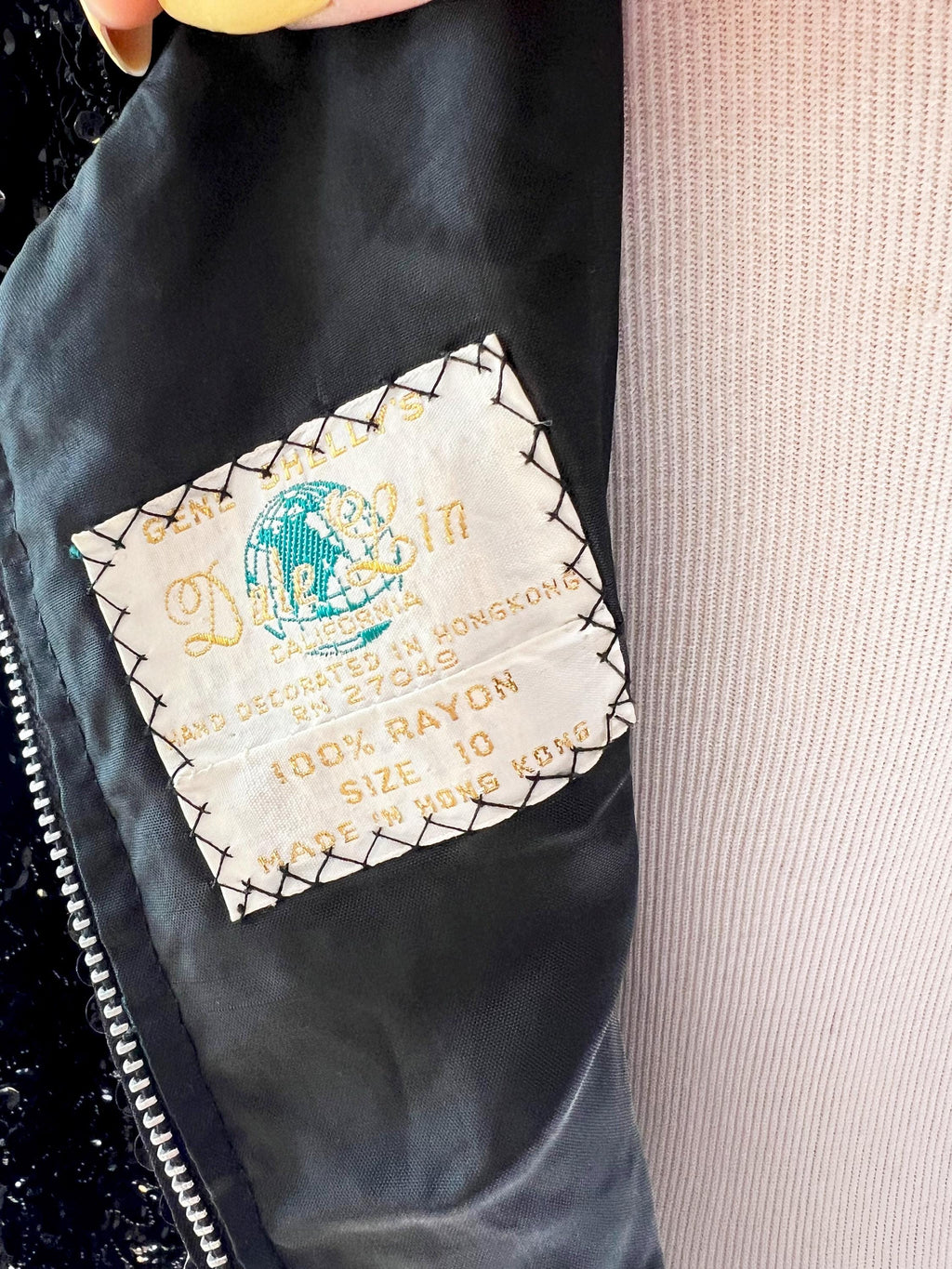 1960s vintage sequin black wiggle dress Gene Shelly Medium