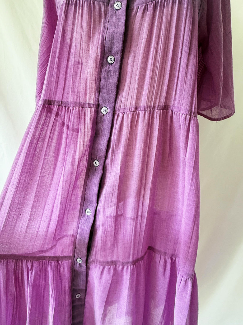 Sheer Purple Tiered Sun Dress vintage summer dress  Large