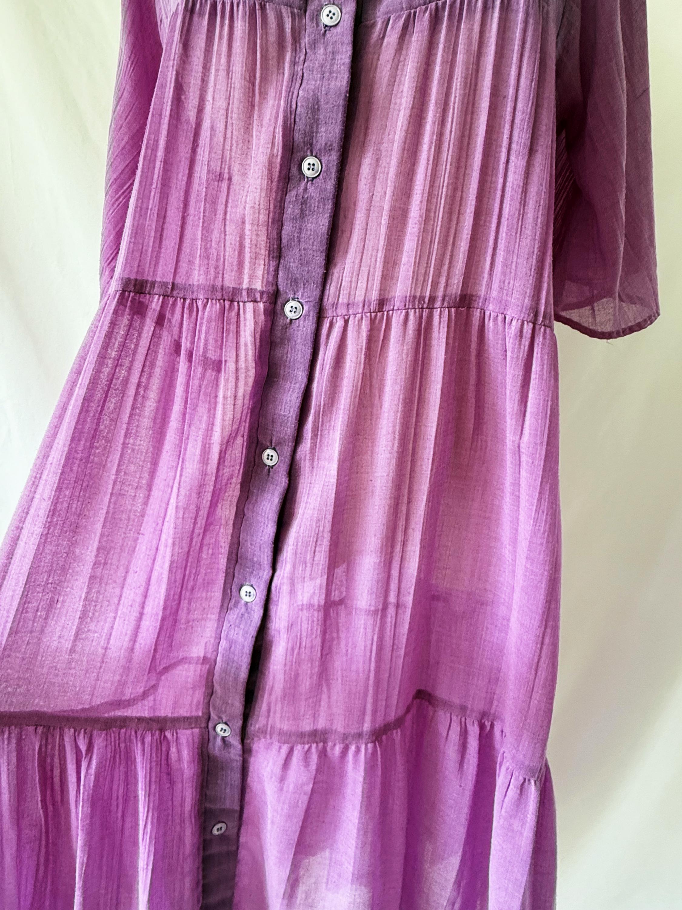 Sheer Purple Tiered Sun Dress vintage summer dress  Large