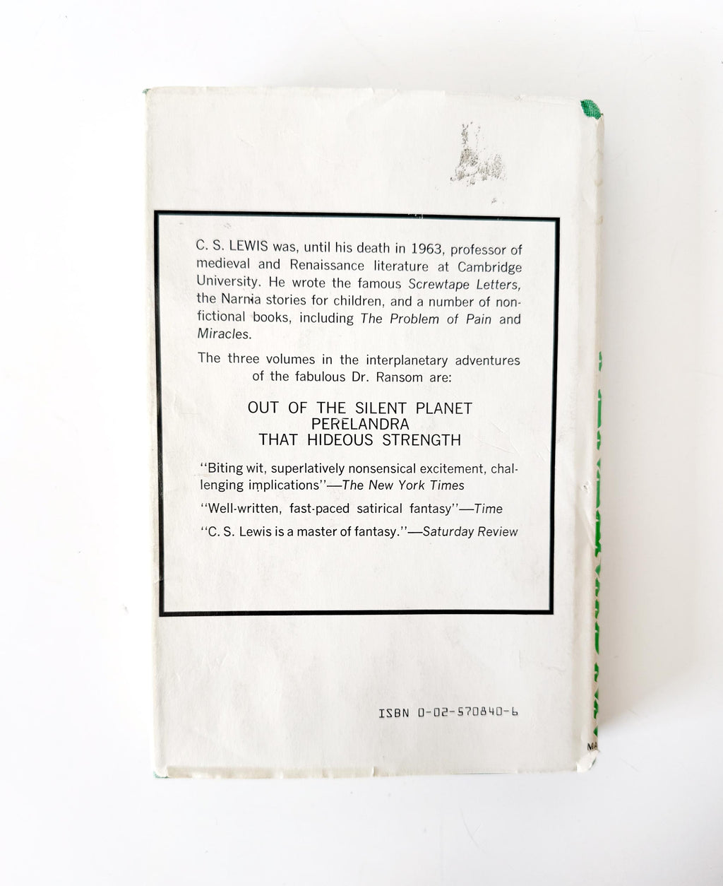 Perelandra A Novel by C.S. Lewis ~ First Macmillan HC Edition ~ 1968 Rare