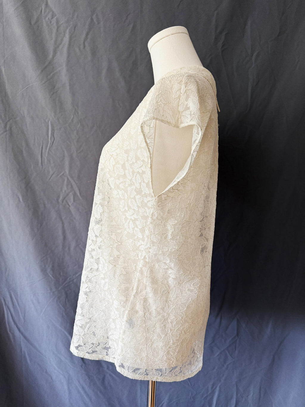 1980s Sheer Lace Blouse Oleg Cassini Large