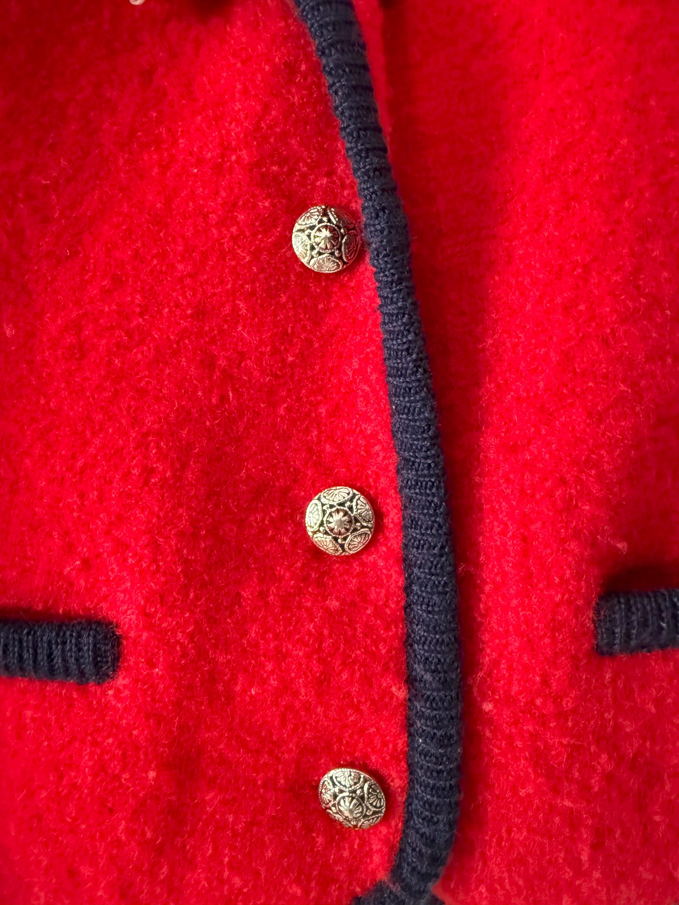 vintage talbots  kids boiled wool cardigan sweater jacket kids small size 6