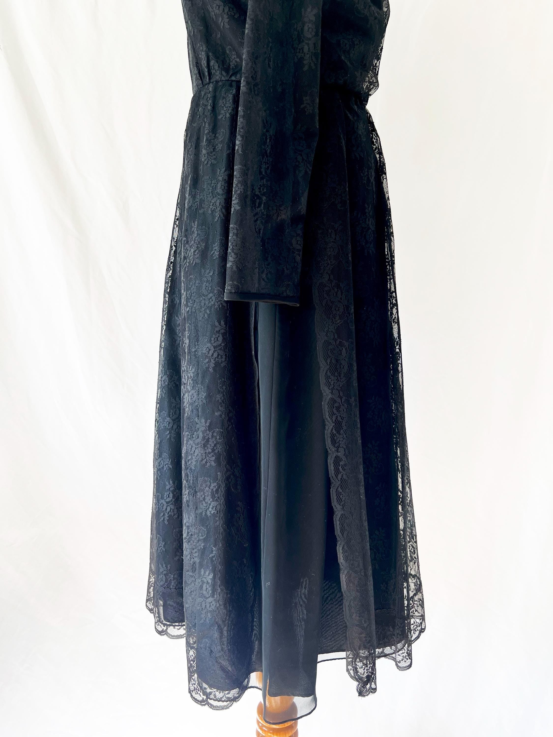 vintage 1980s black lace dress medium