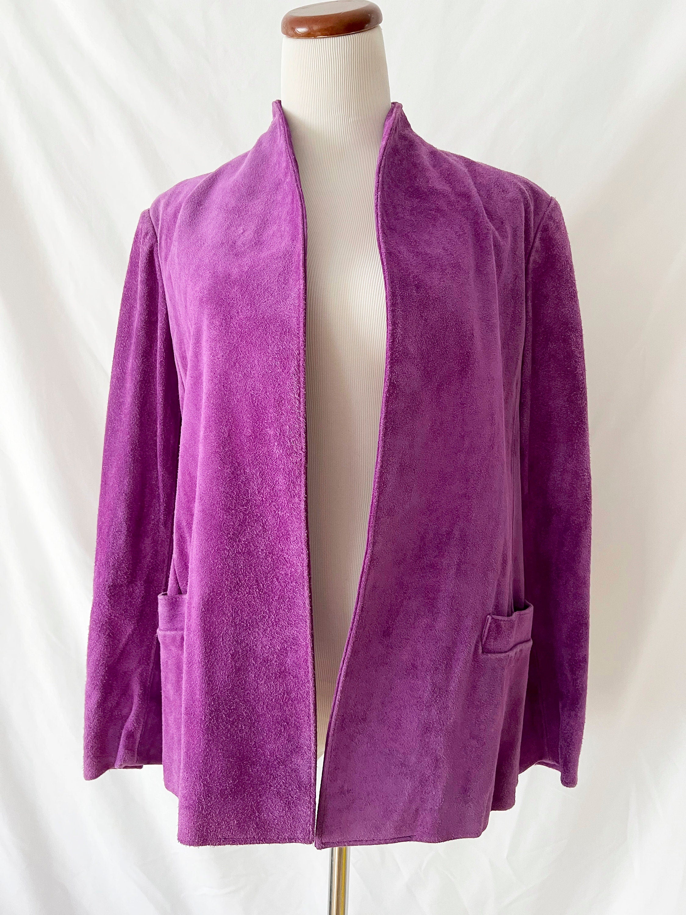Vintage 1970s Purple Suede Jacket Miss Bergdorf Leather Jacket medium