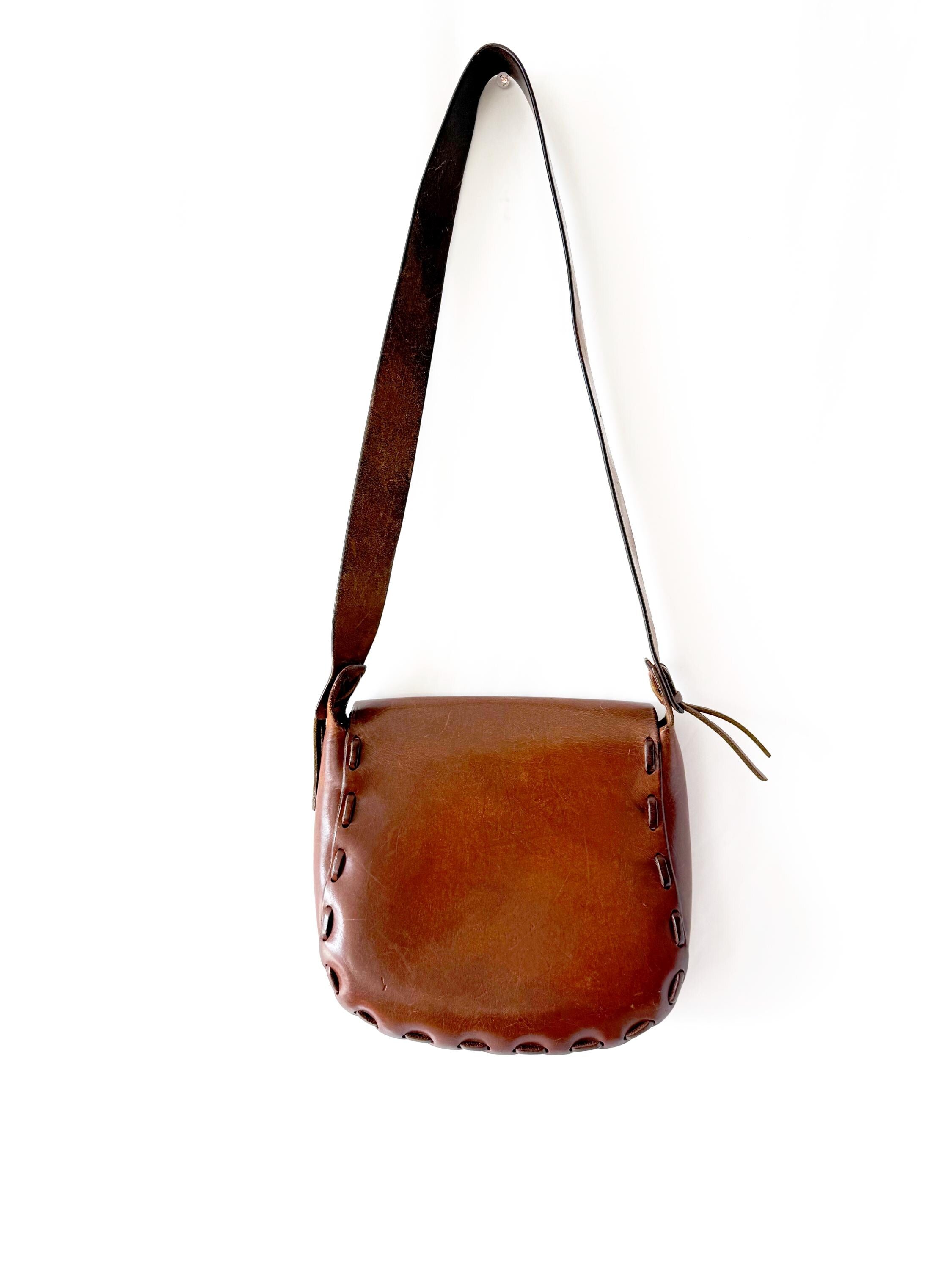 Vntg 60s Tooled Leather Purse Butterfly and Flowers