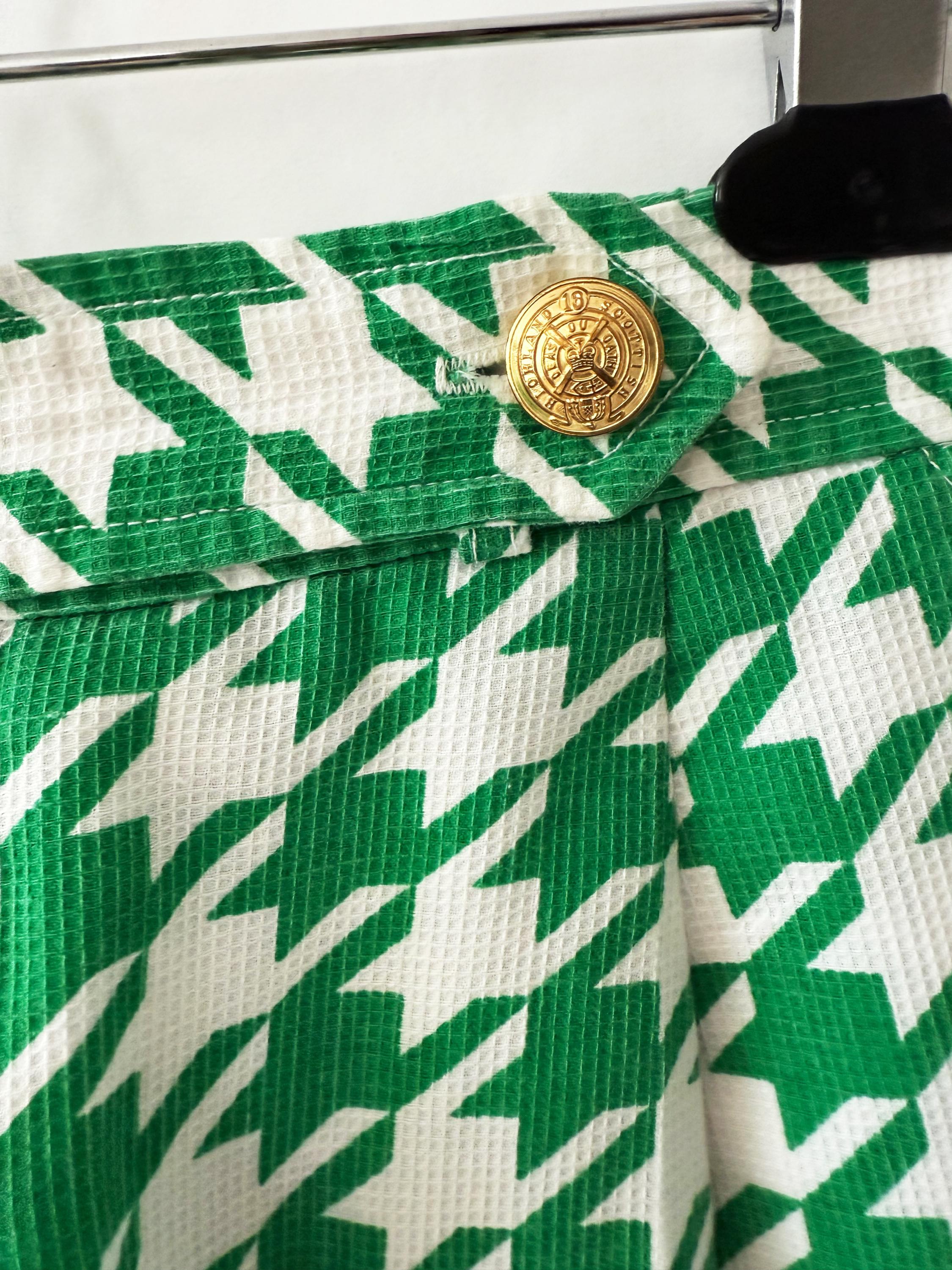 Vintage Green and White Houndstooth Shorts