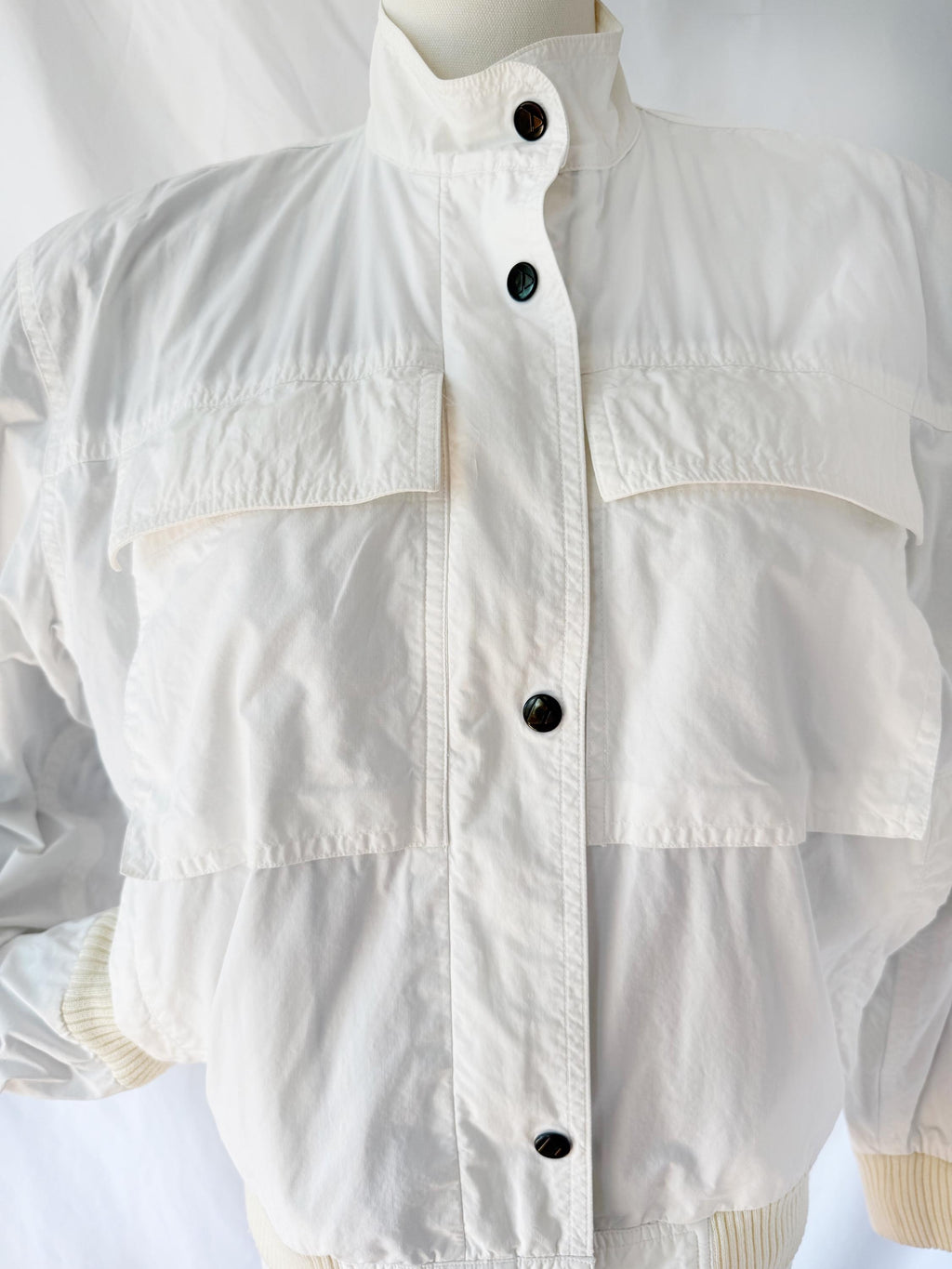 Vintage Lizwear Bomber sailing striped cotton Jacket W Shoulder Pads Sz M