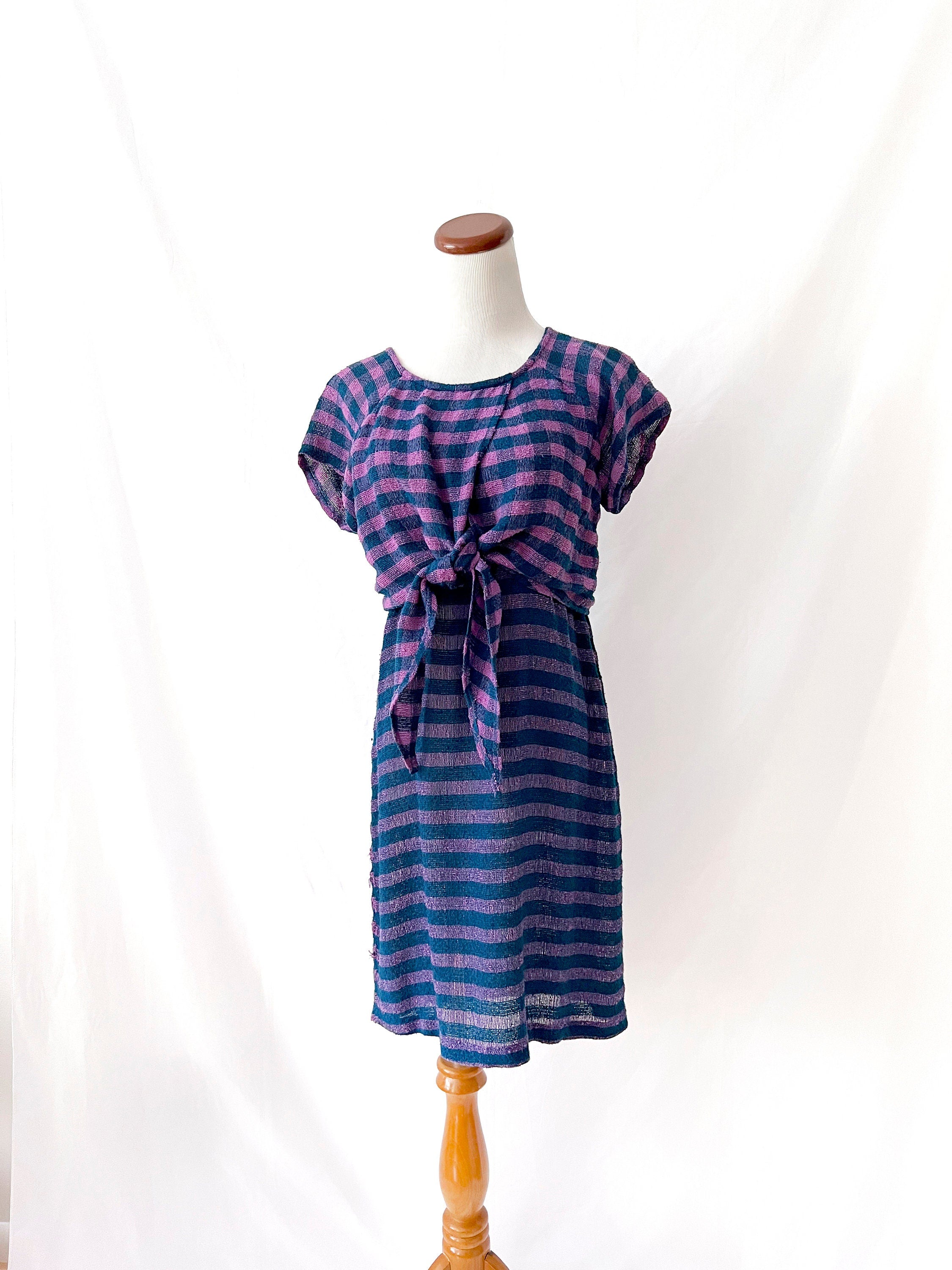 rabbit rabbit rabbit new york / vintage 1980s purple plaid dress / tie front / size  6