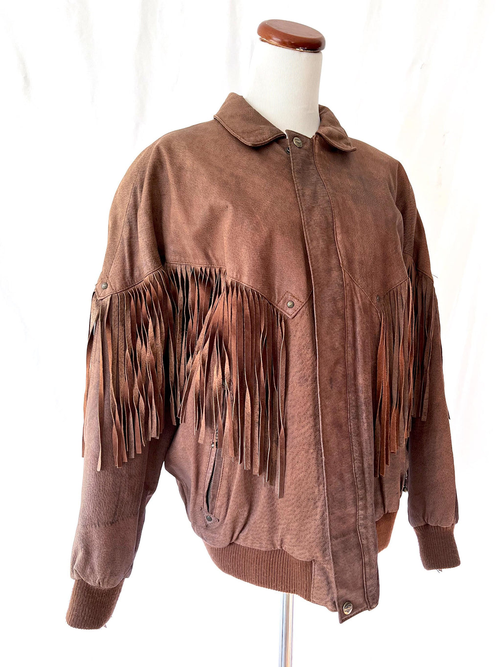 Vintage 1980s fringe leather jacket Foxrun Large