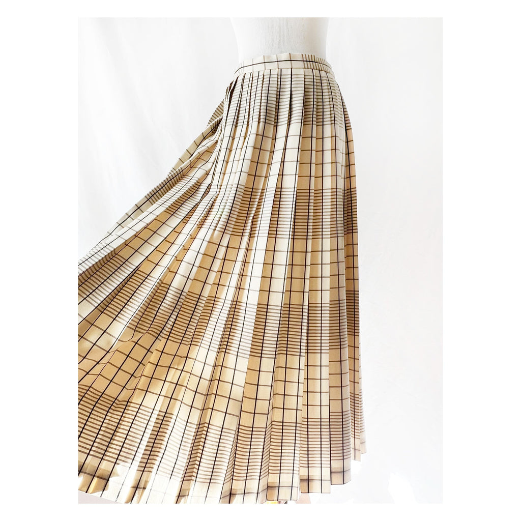 vintage white pleated skirt / wool plaid skirt / evan-picone / medium